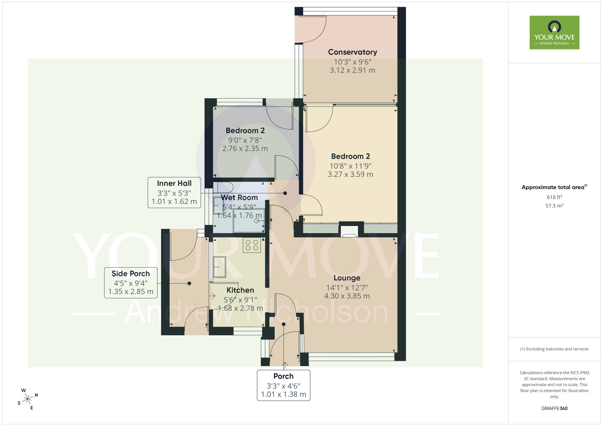 Floorplan of 2 bedroom Semi Detached Bungalow for sale, Meynell Close, Wistaston, Cheshire, CW2