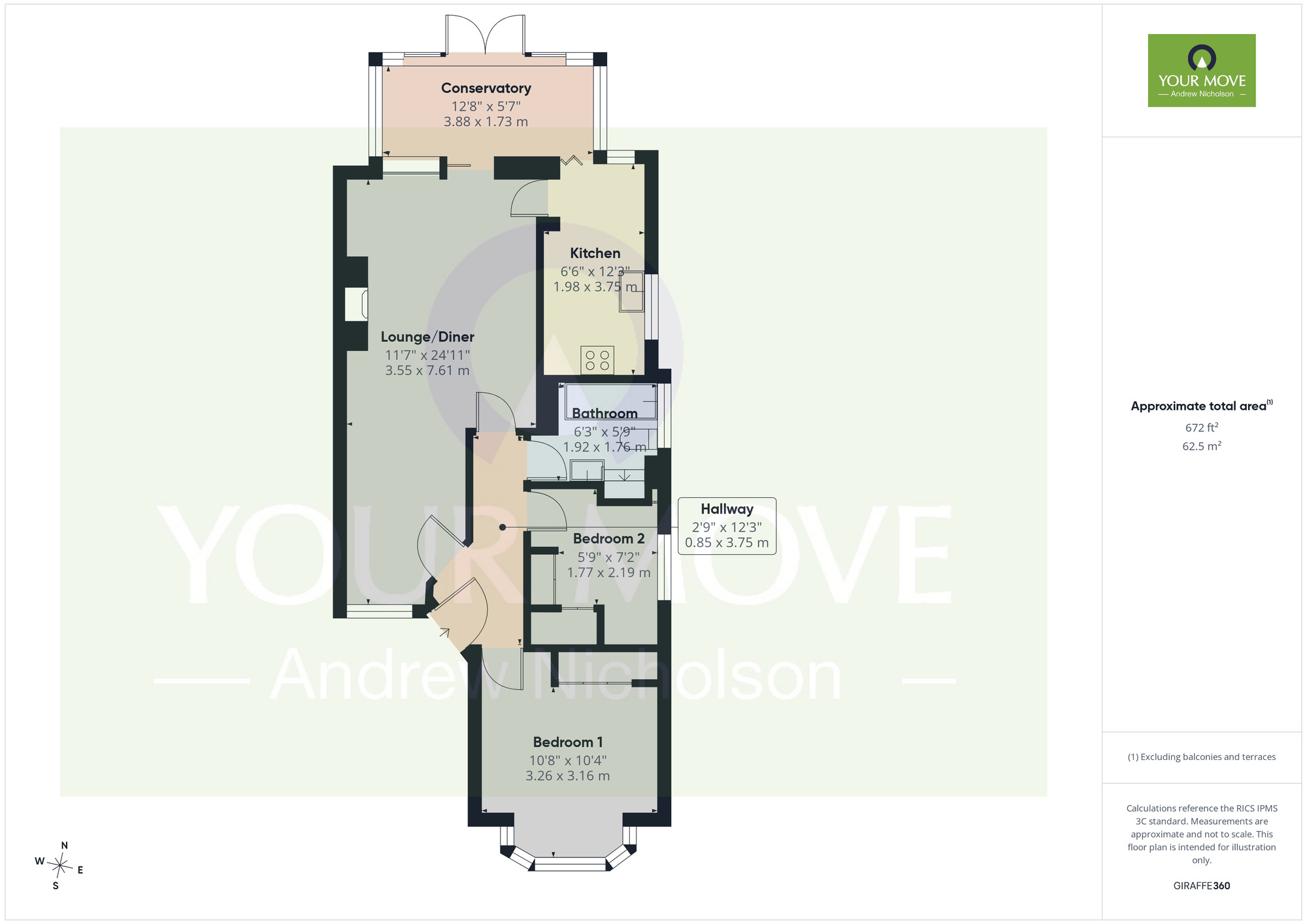 Floorplan of 2 bedroom Semi Detached Bungalow for sale, Crewe Road, Crewe, Cheshire, CW1