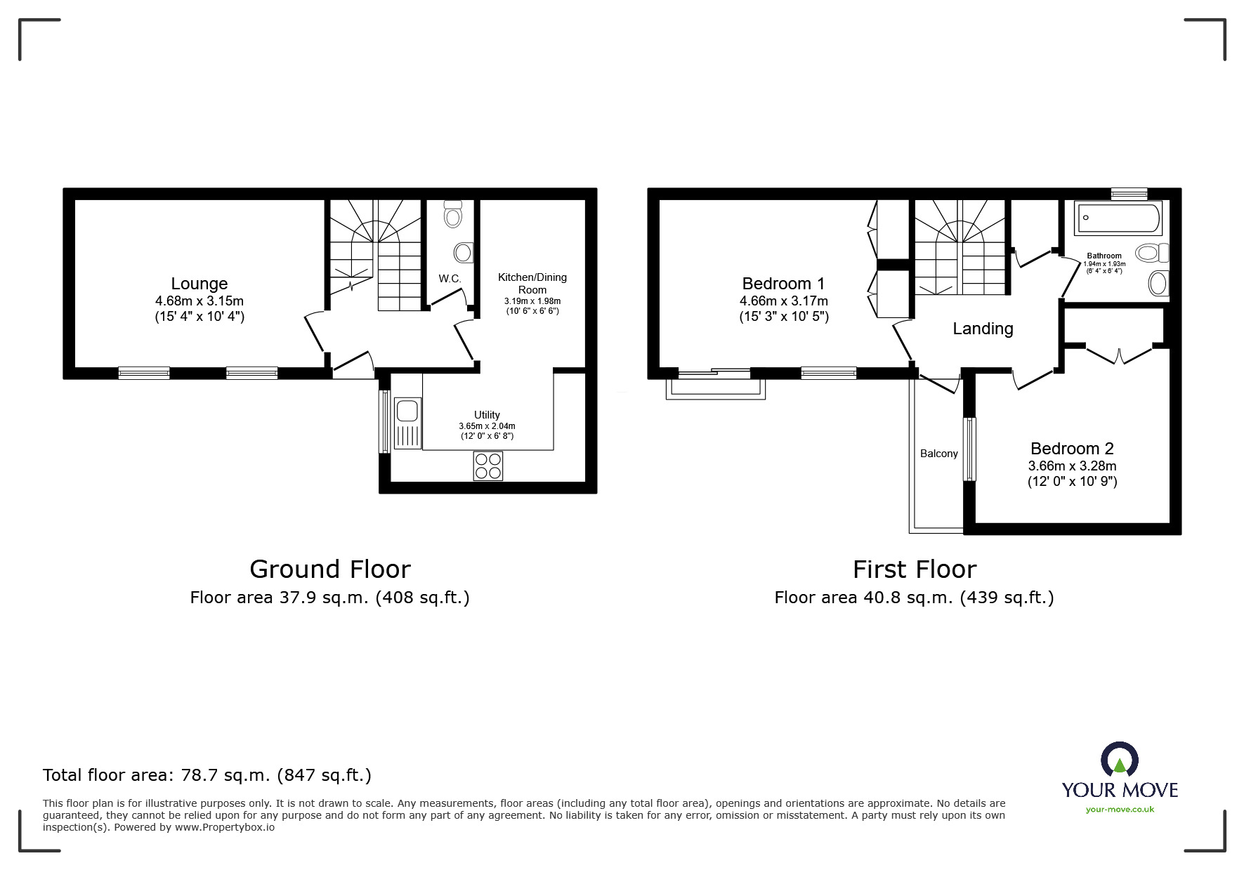 Floorplan of 2 bedroom Semi Detached House for sale, Rosiers Court, 46 St. Dunstans, Kent, CT2