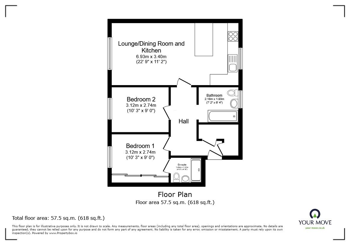 Floorplan of 2 bedroom Flat for sale, Fife Way, Aylesham, Kent, CT3