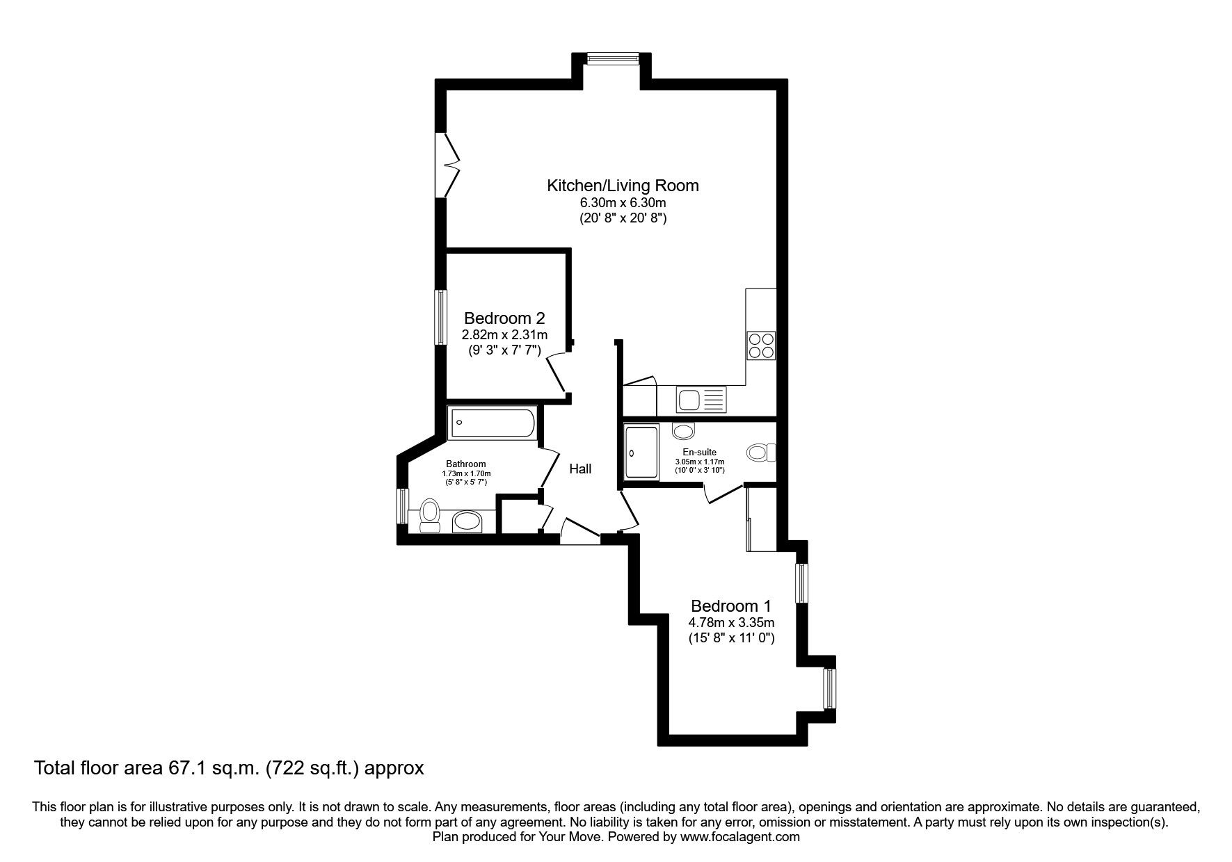 Floorplan of 2 bedroom  Flat to rent, Sandpiper Close, Greenhithe, Kent, DA9