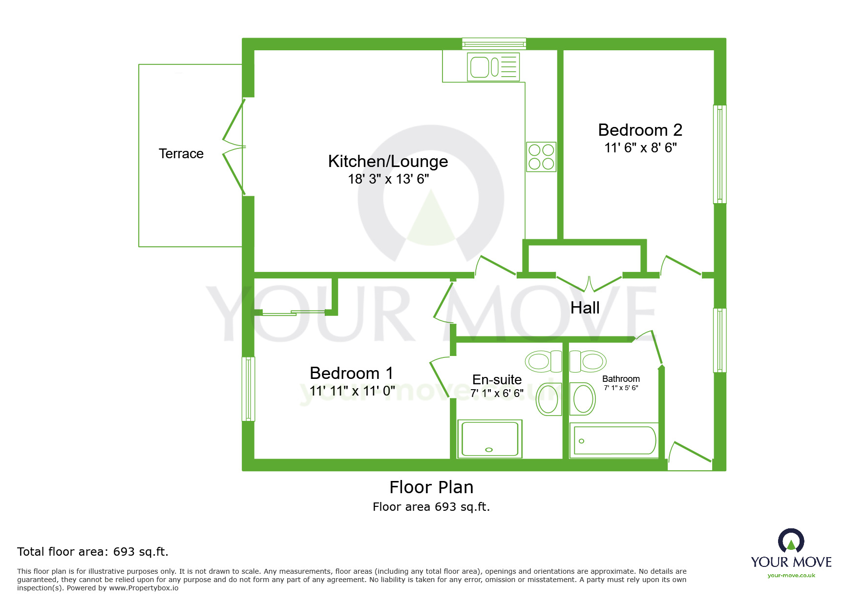 Floorplan of 2 bedroom Flat to rent, Malt Kiln Place, Dartford, DA2