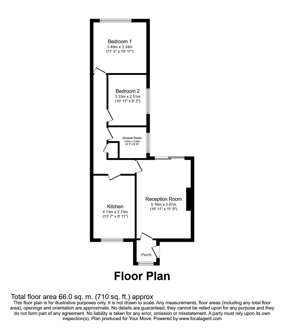Floorplan of 2 bedroom Semi Detached Bungalow to rent, The Thrift, Bean, Dartford, DA2