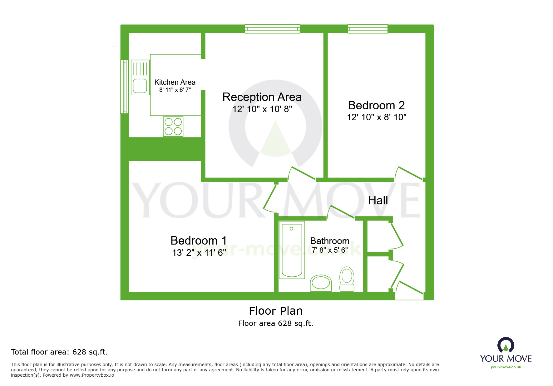 Floorplan of 2 bedroom  Flat to rent, Newbury Close, Dartford, DA2