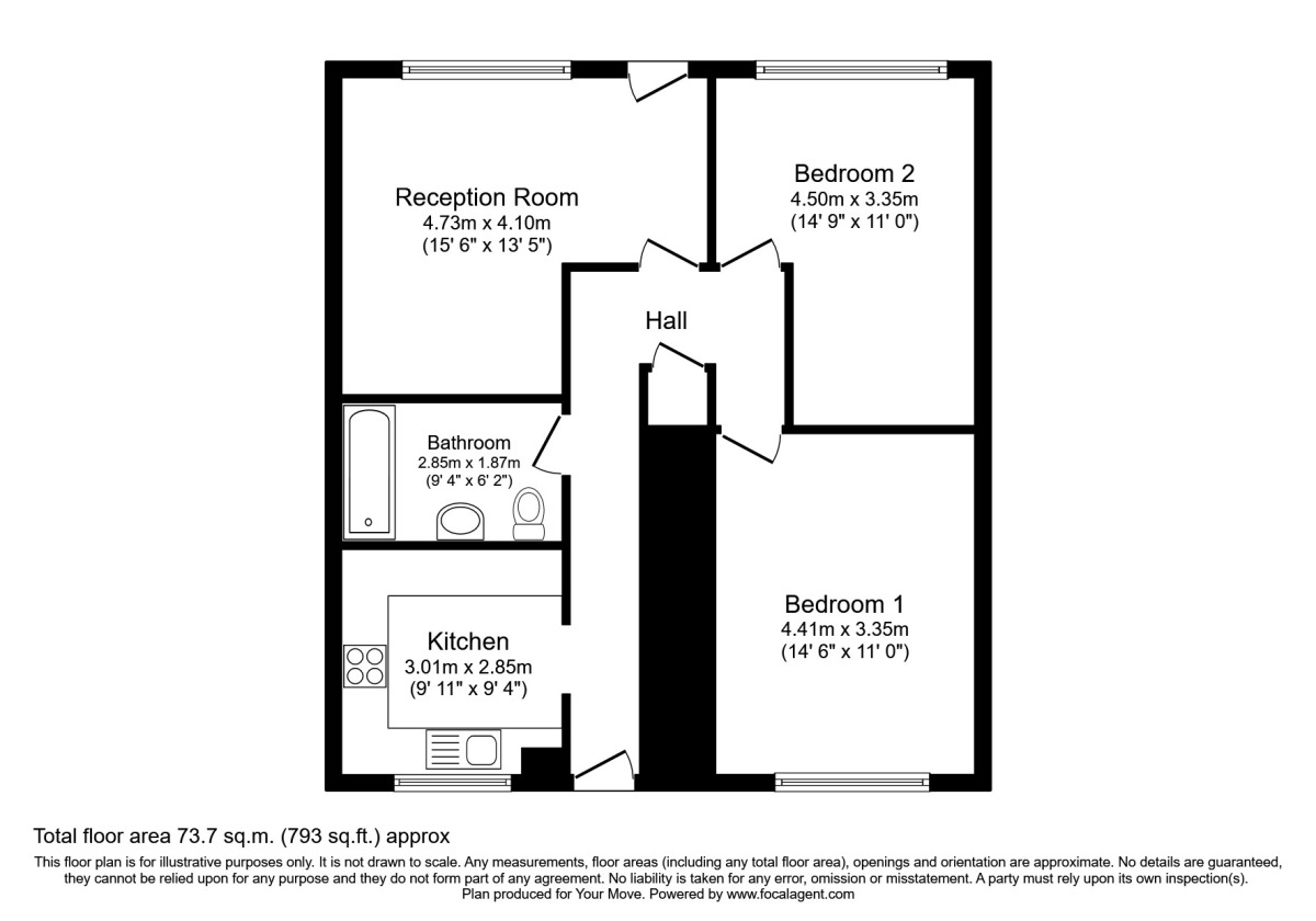 Floorplan of 2 bedroom  Flat to rent, Bennett Way, Dartford, DA2