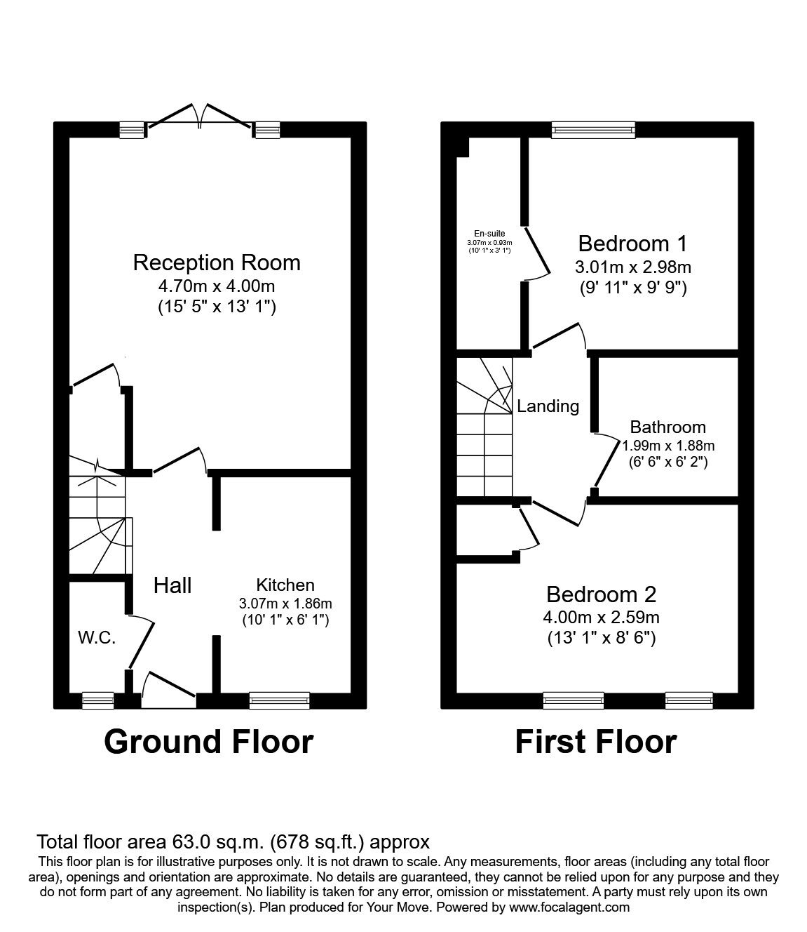 Floorplan of 2 bedroom Mid Terrace House to rent, Montagu Gardens, Dartford, DA1