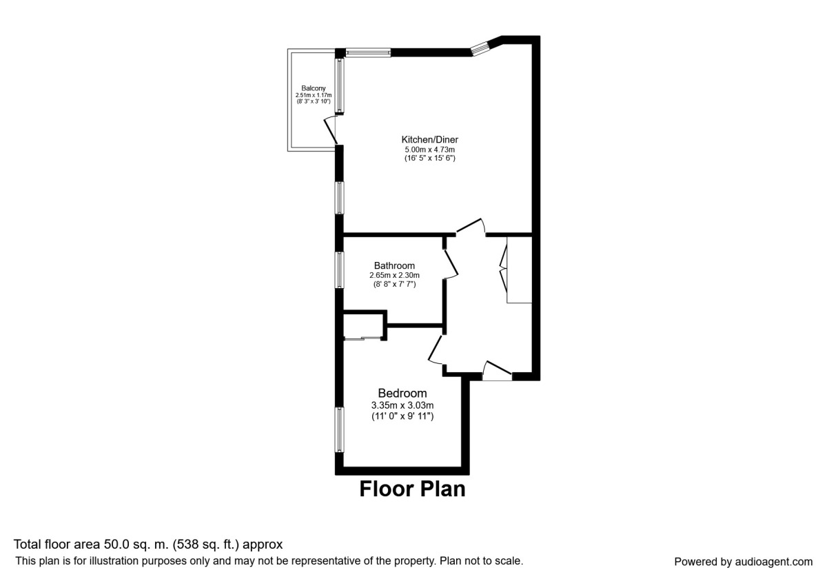 Floorplan of 1 bedroom Flat to rent, Wainwright Avenue, Greenhithe, Kent, DA9