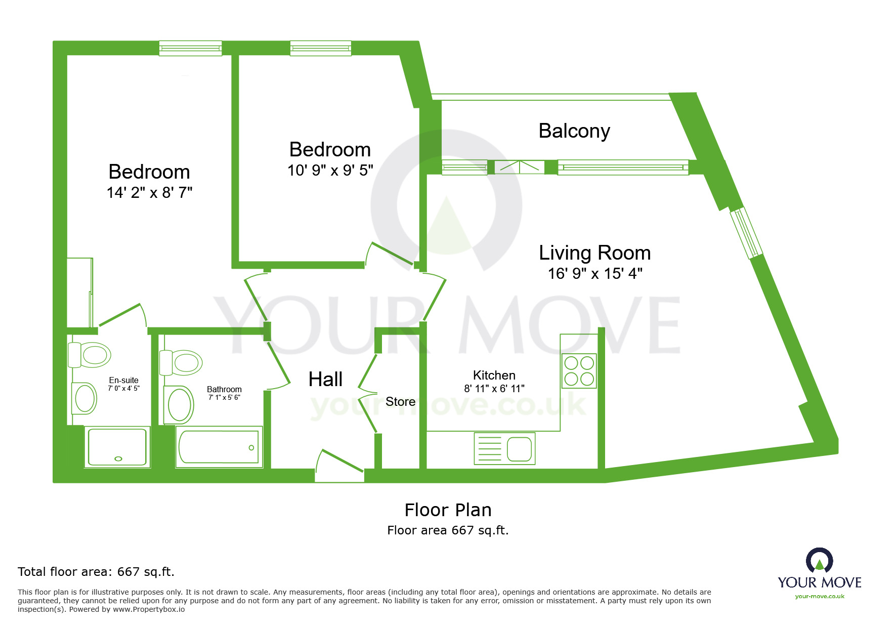 Floorplan of 2 bedroom Flat to rent, Wainwright Avenue, Greenhithe, Kent, DA9