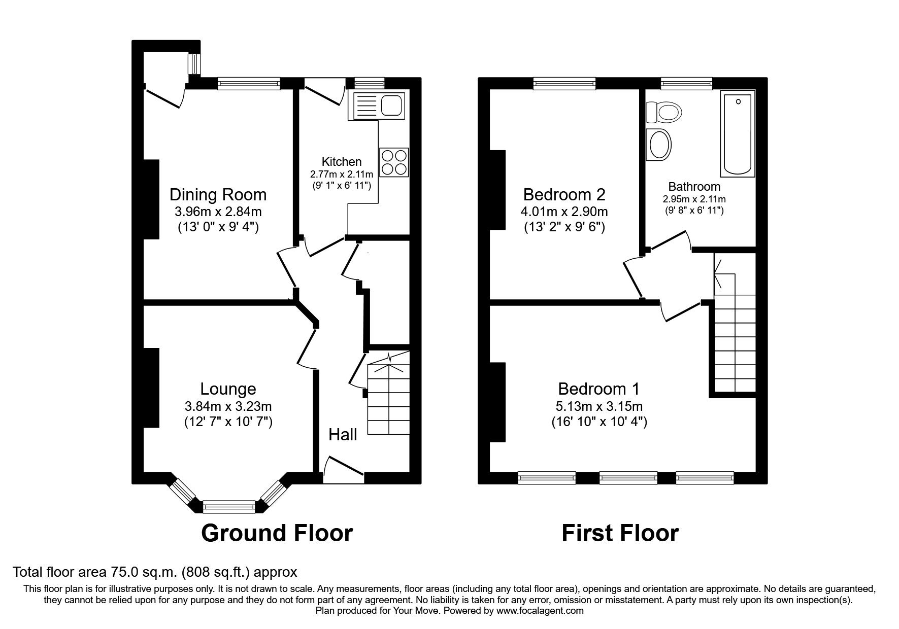 Floorplan of 2 bedroom Mid Terrace House to rent, Bedford Road, Dartford, Kent, DA1