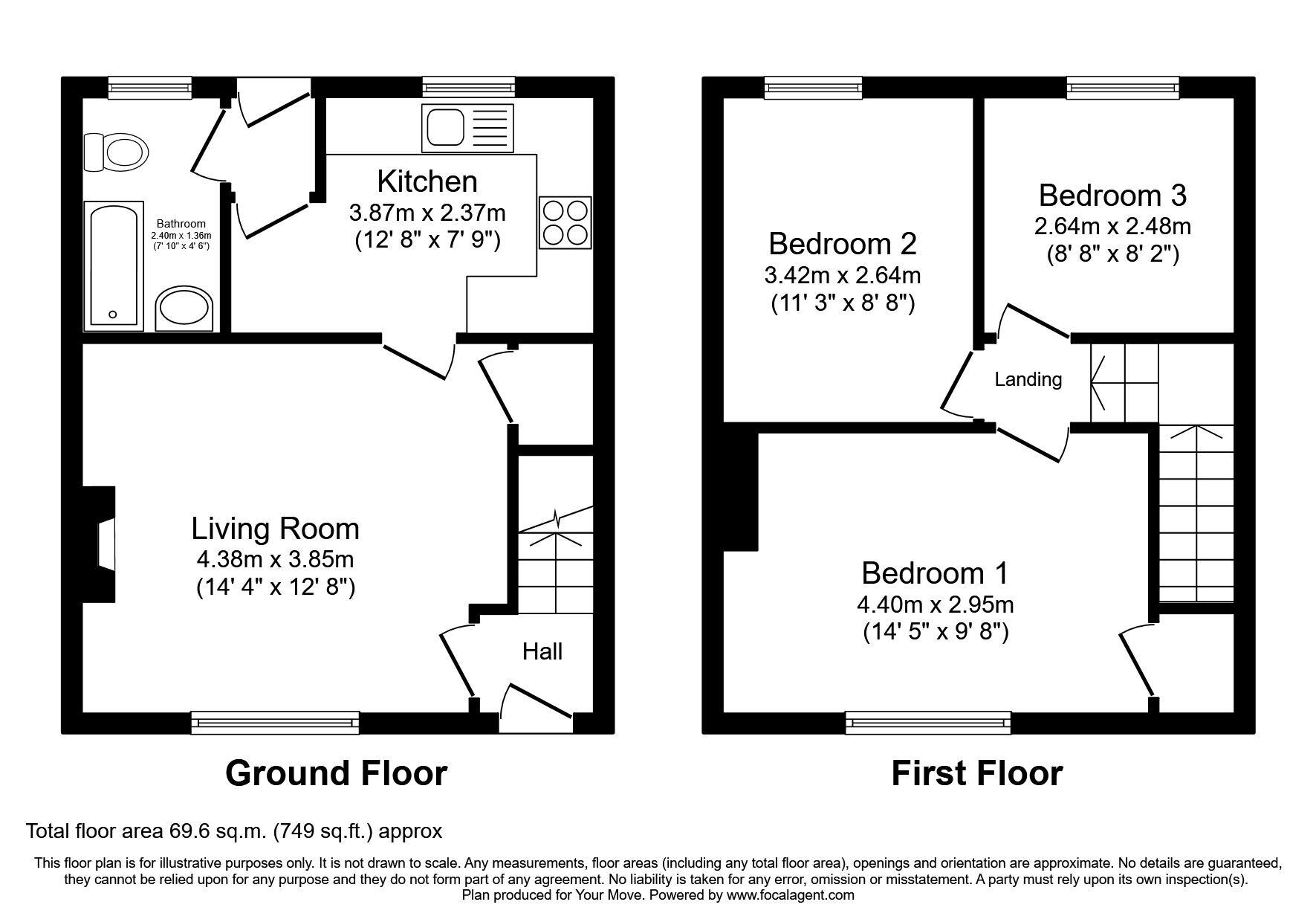 Floorplan of 3 bedroom Mid Terrace House for sale, Willow Road, Dartford, Kent, DA1