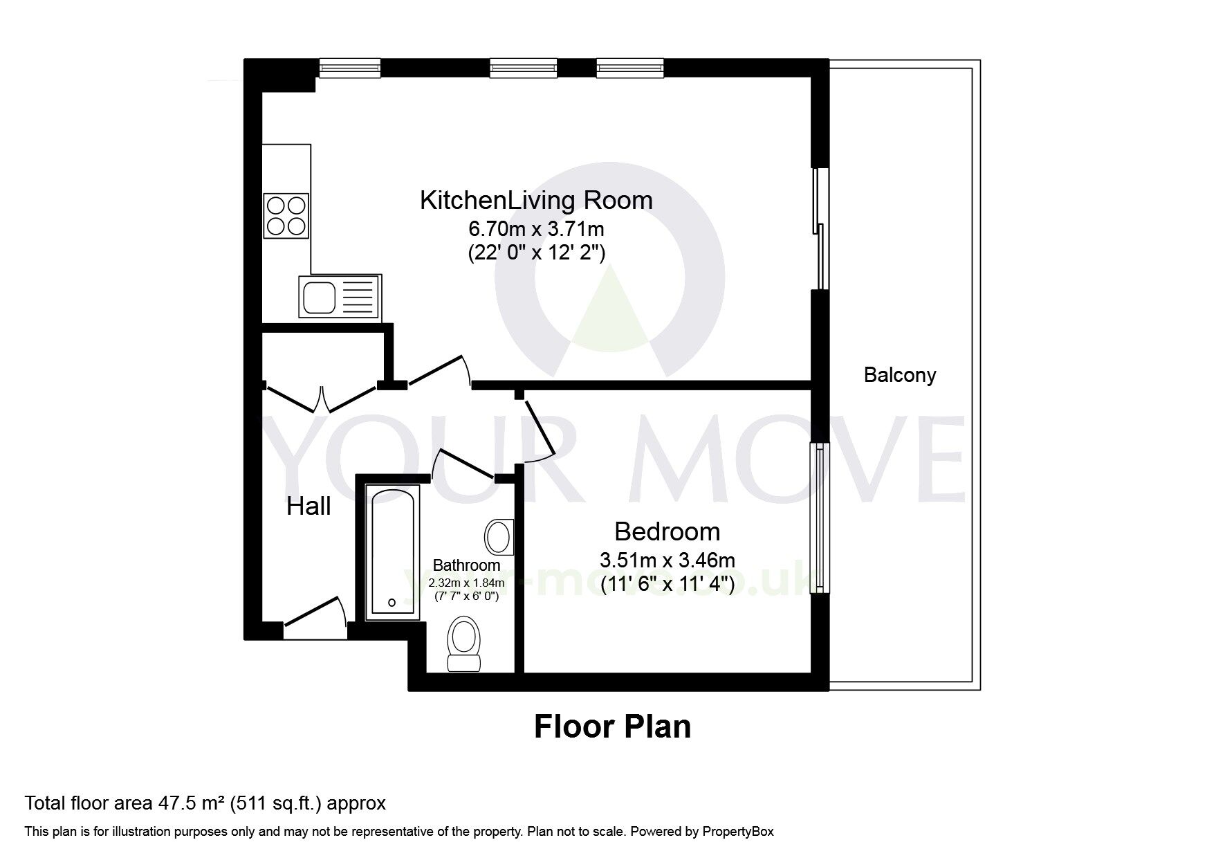 Floorplan of 1 bedroom  Flat for sale, Redwing Crescent, Waterstone Way, Kent, DA9
