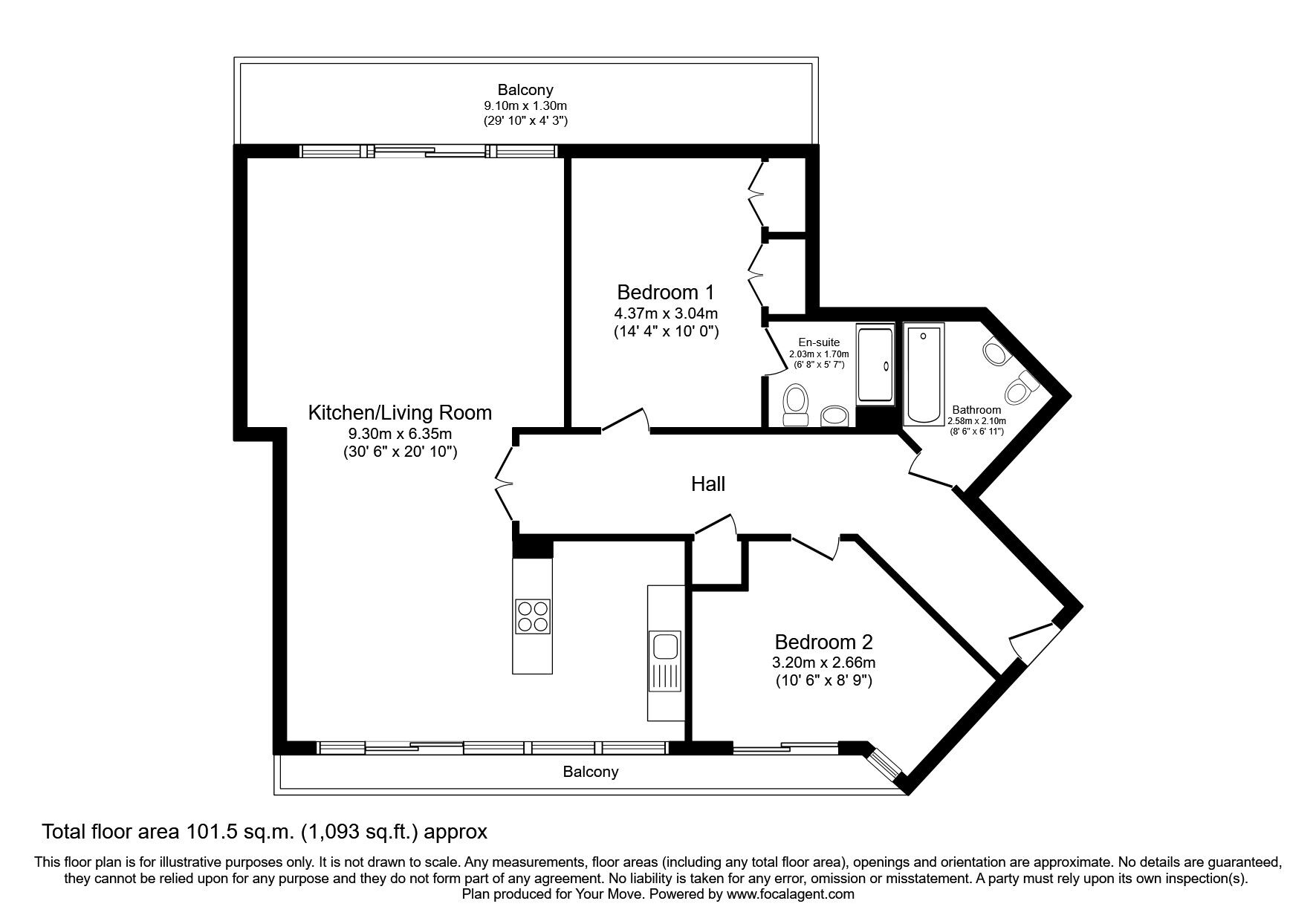 Floorplan of 2 bedroom  Flat for sale, The Boulevard, Kent, DA9