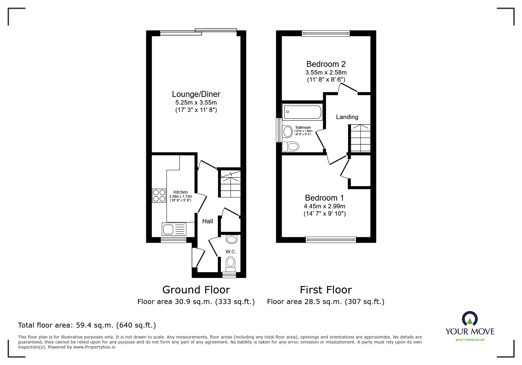 Floorplan of 2 bedroom Semi Detached House for sale, Mannock Road, Dartford, Kent, DA1