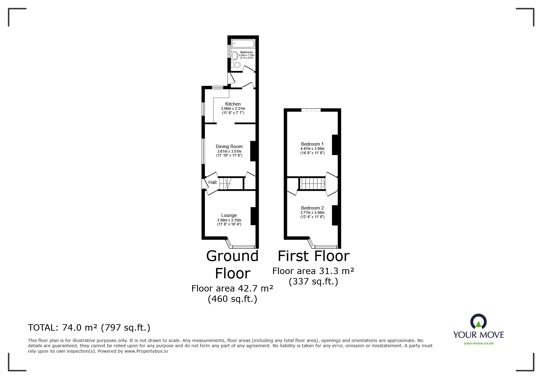 Floorplan of 2 bedroom Semi Detached House for sale, Rose Cottage, Royal Road, Kent, DA2