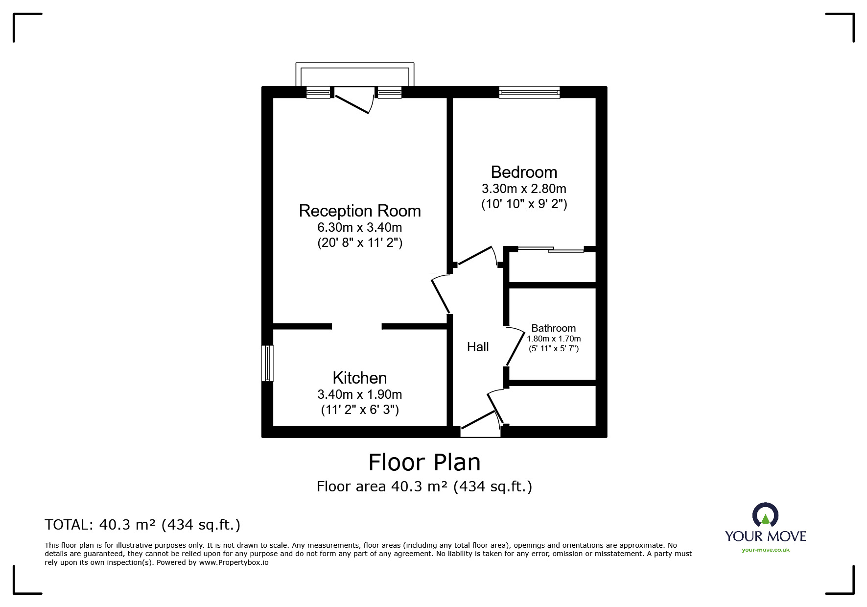 Floorplan of 1 bedroom Flat to rent, London Road, Greenhithe, Kent, DA9