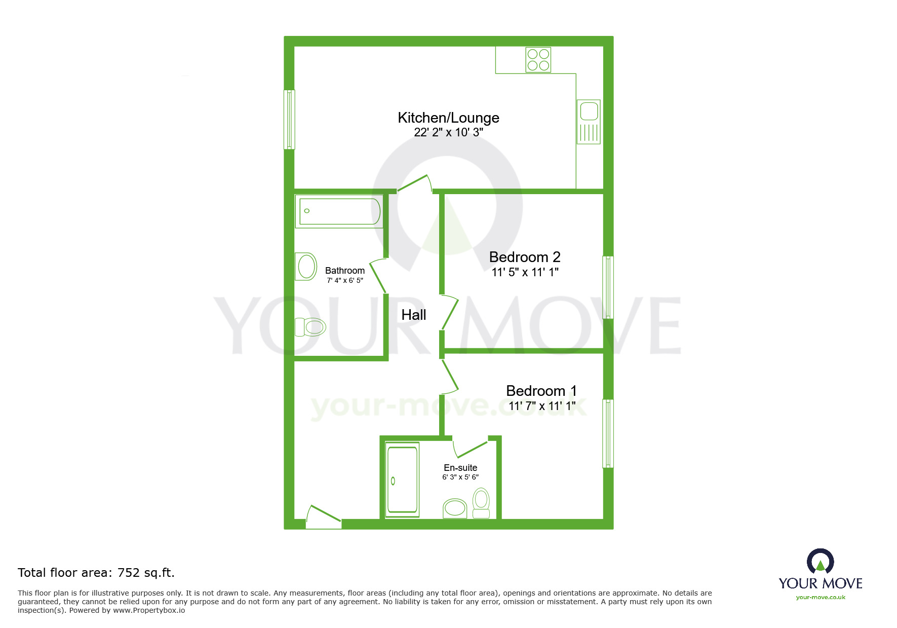 Floorplan of 2 bedroom Flat to rent, Castleridge Drive, Greenhithe, Kent, DA9