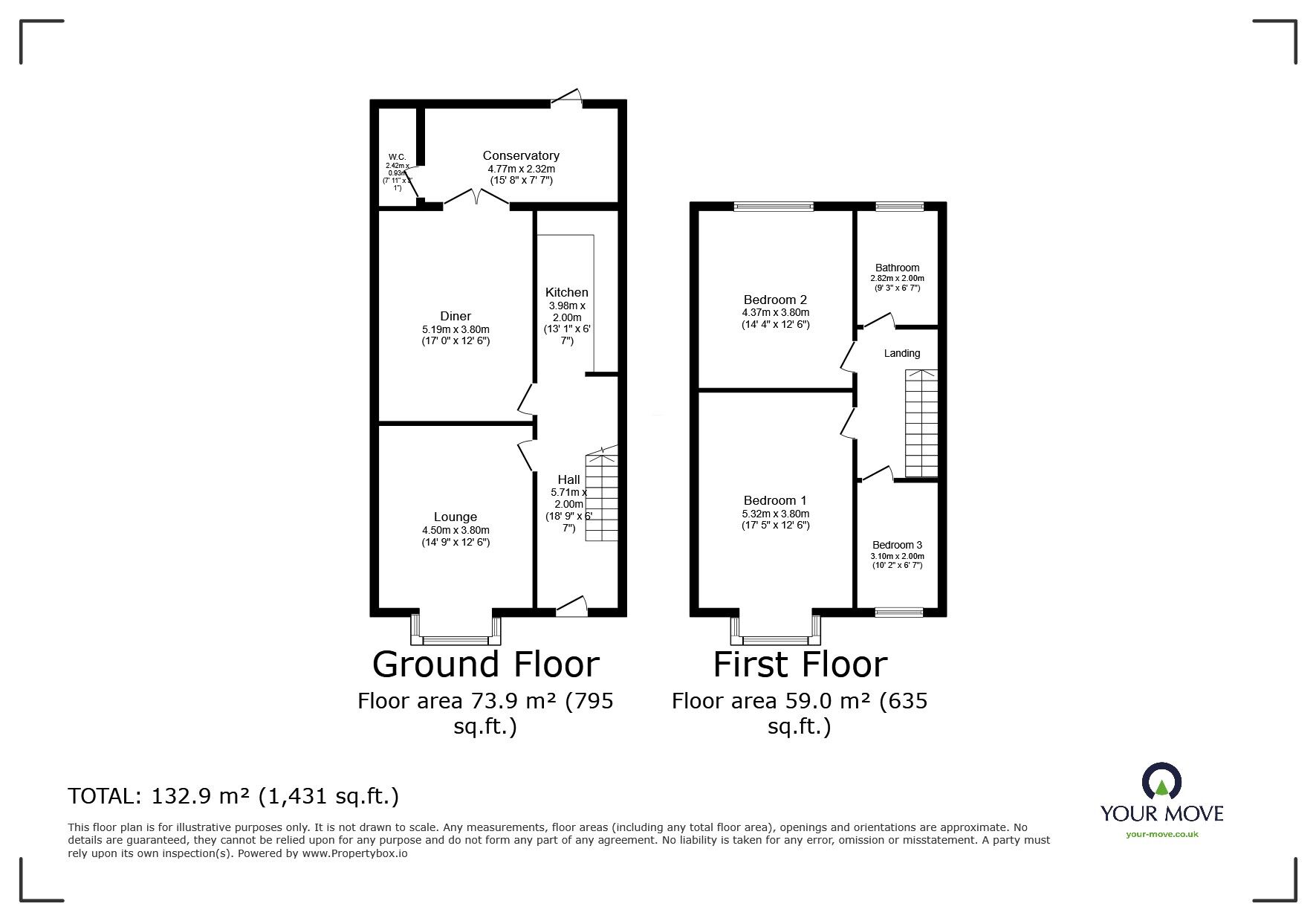 Floorplan of 3 bedroom Mid Terrace House for sale, Princes Road, Dartford, Kent, DA1