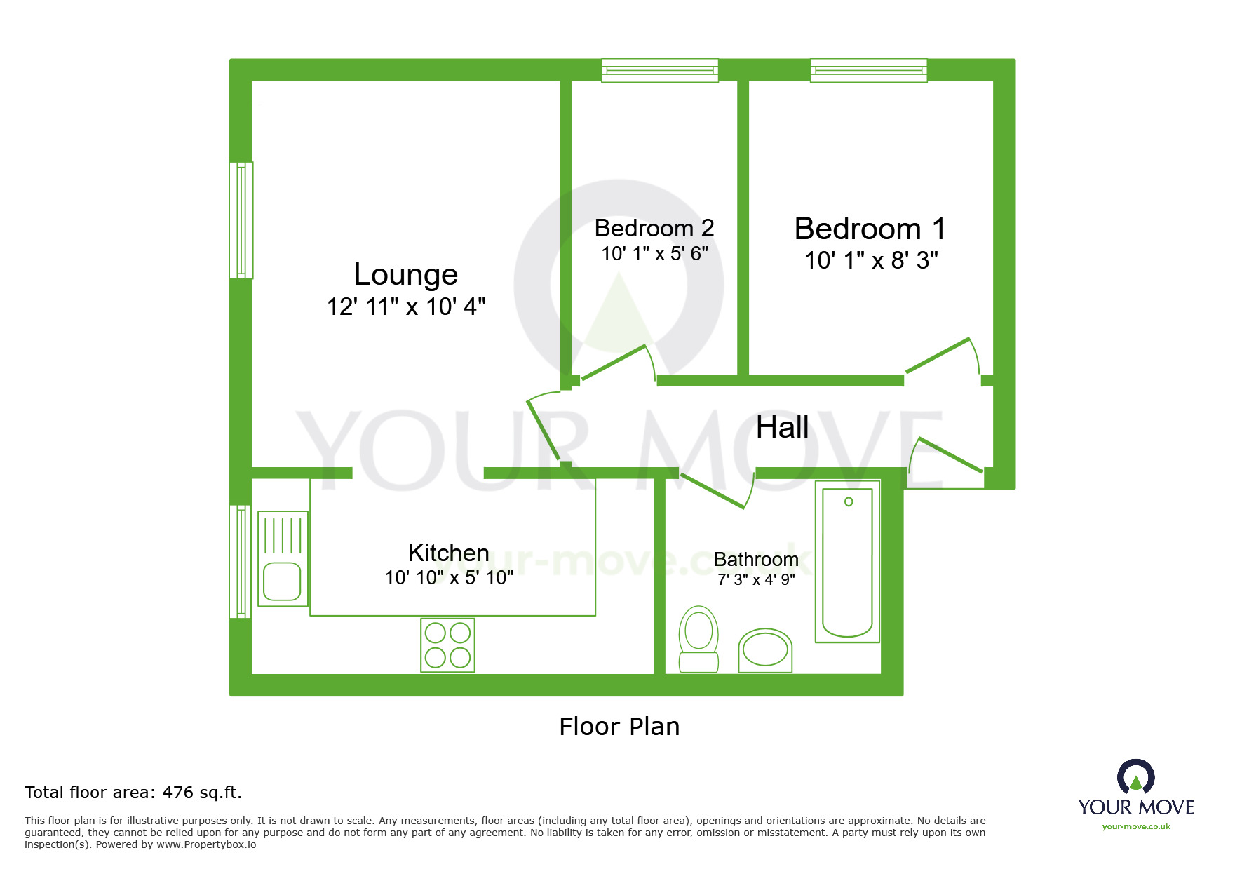 Floorplan of 2 bedroom Flat to rent, Priory Road, Dartford, Kent, DA1