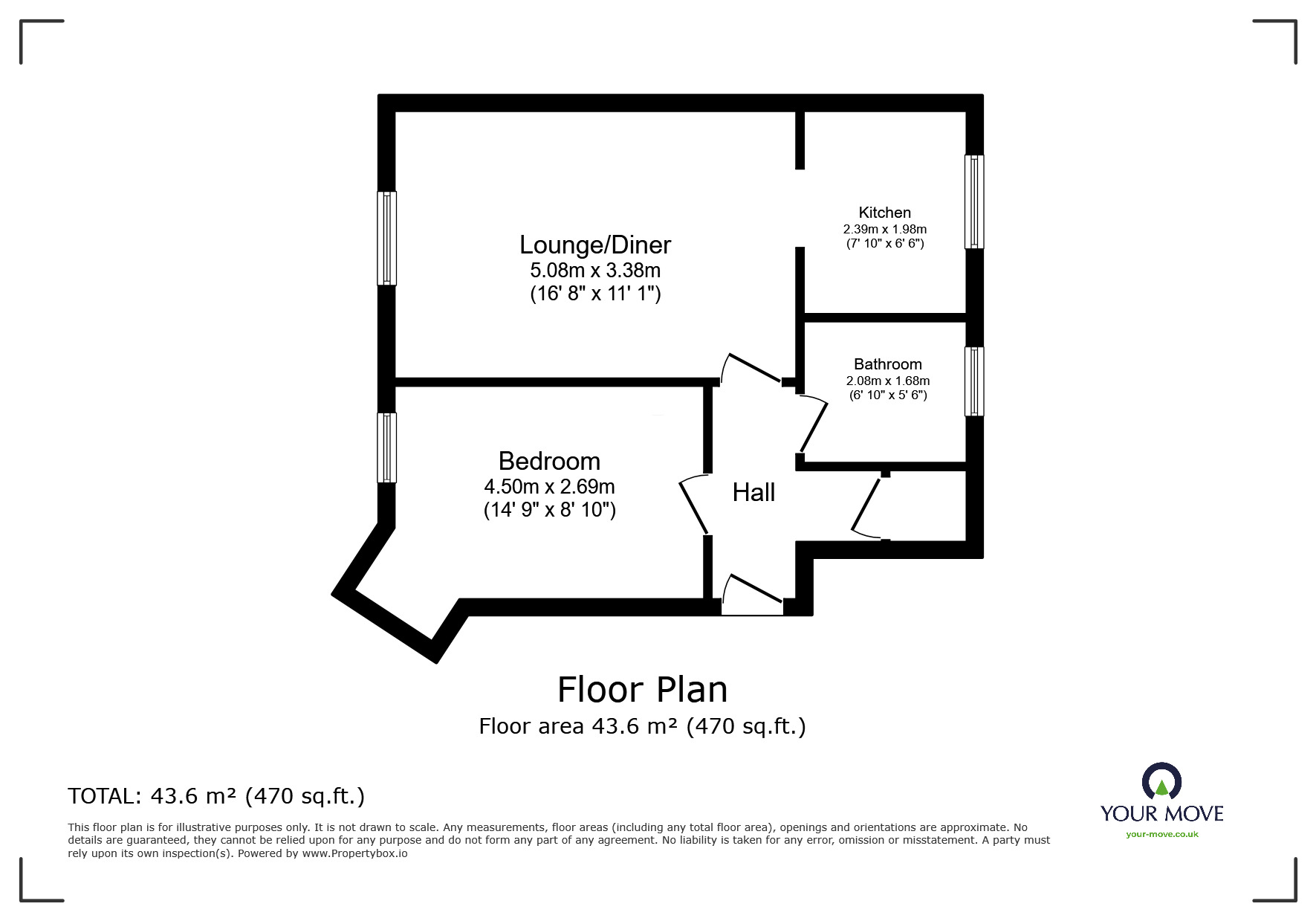 Floorplan of 1 bedroom  Flat for sale, Osbourne Road, Dartford, Kent, DA2