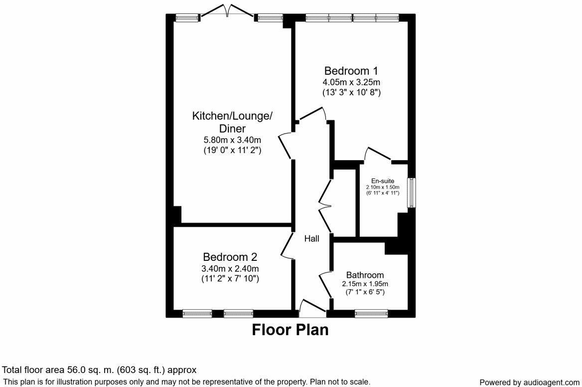 Floorplan of 2 bedroom  Flat for sale, Park Lane, Greenhithe, Kent, DA9