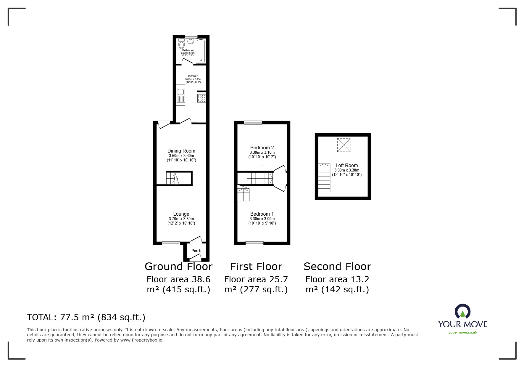 Floorplan of 2 bedroom End Terrace House for sale, Invicta Road, Dartford, Kent, DA2