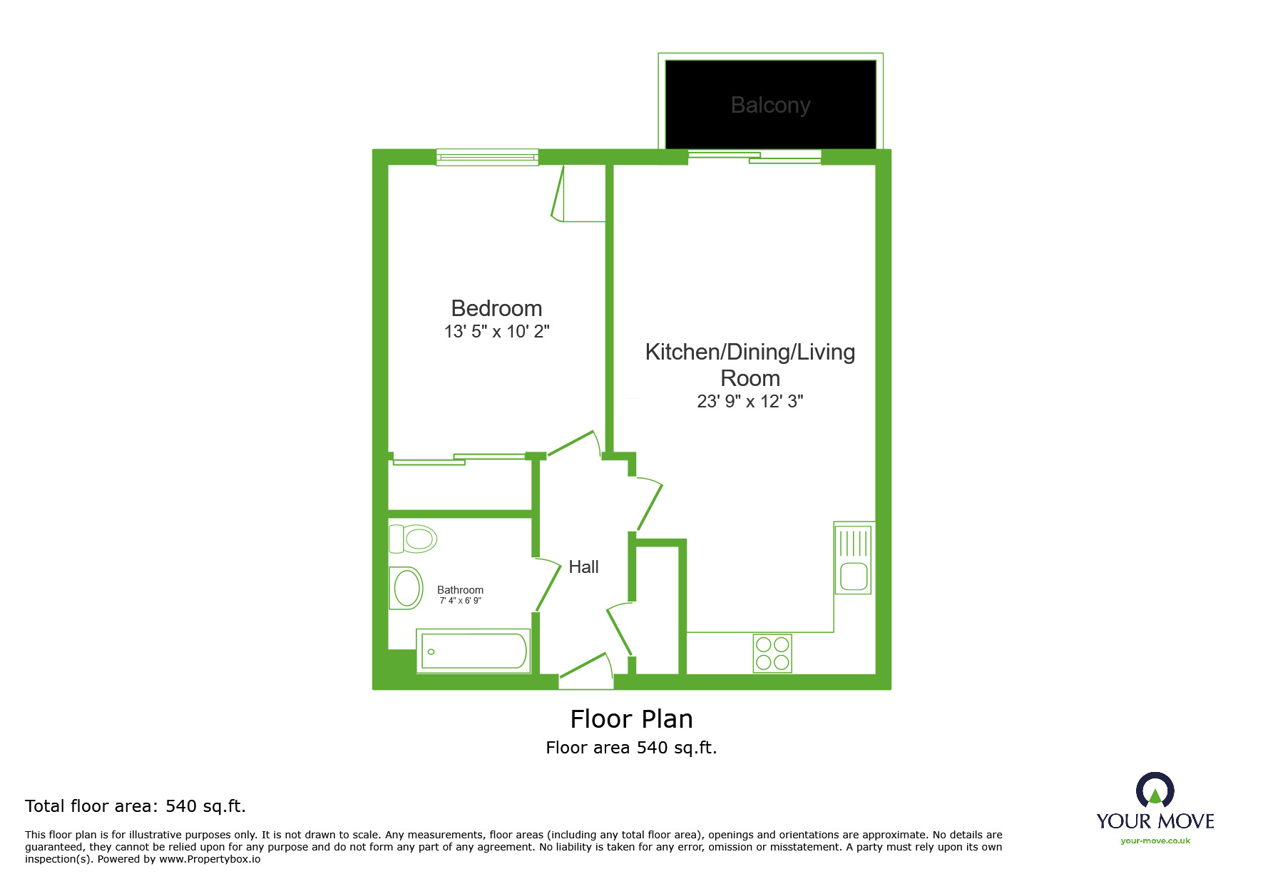 Floorplan of 1 bedroom  Flat for sale, Mill Pond Road, Dartford, Kent, DA1