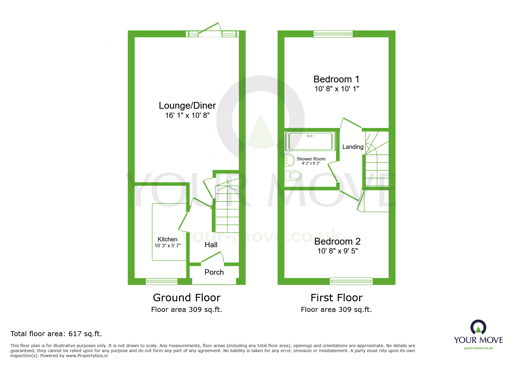 Floorplan of 2 bedroom Mid Terrace House for sale, Burnham Road, Dartford, Kent, DA1