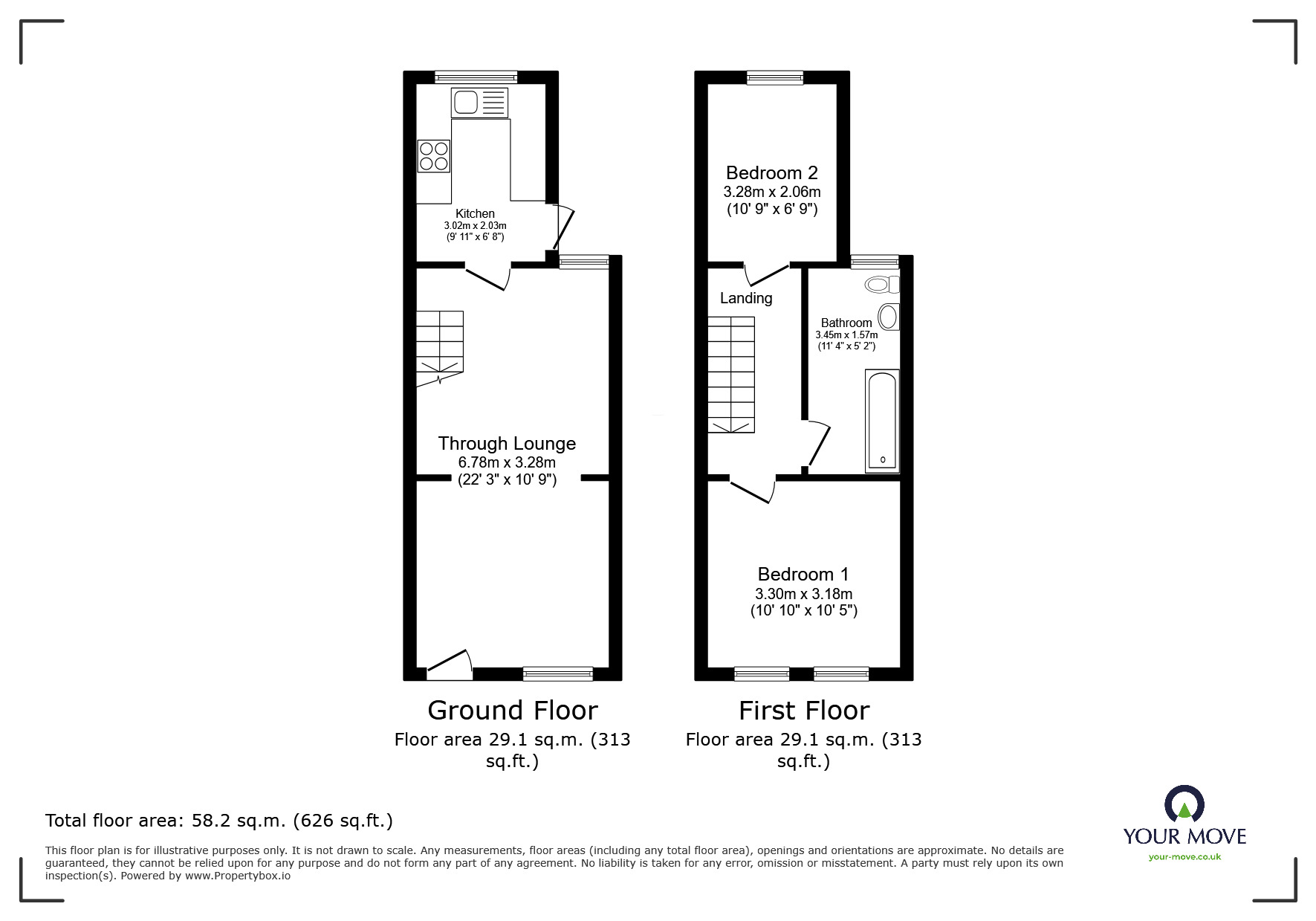 Floorplan of 2 bedroom Mid Terrace House for sale, Barham Road, Dartford, Kent, DA1