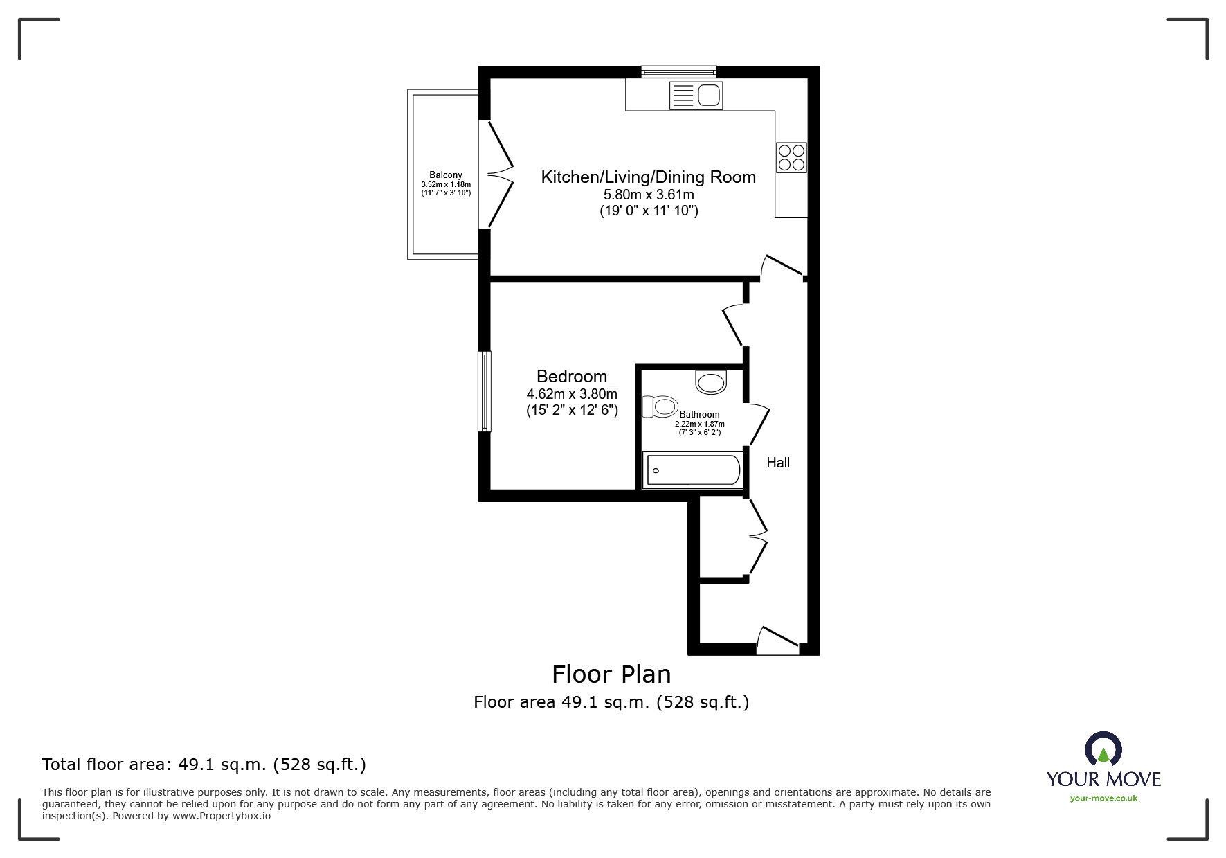 Floorplan of 1 bedroom  Flat for sale, Ormerod Point, 39 Ruby Tuesday Drive, Kent, DA1