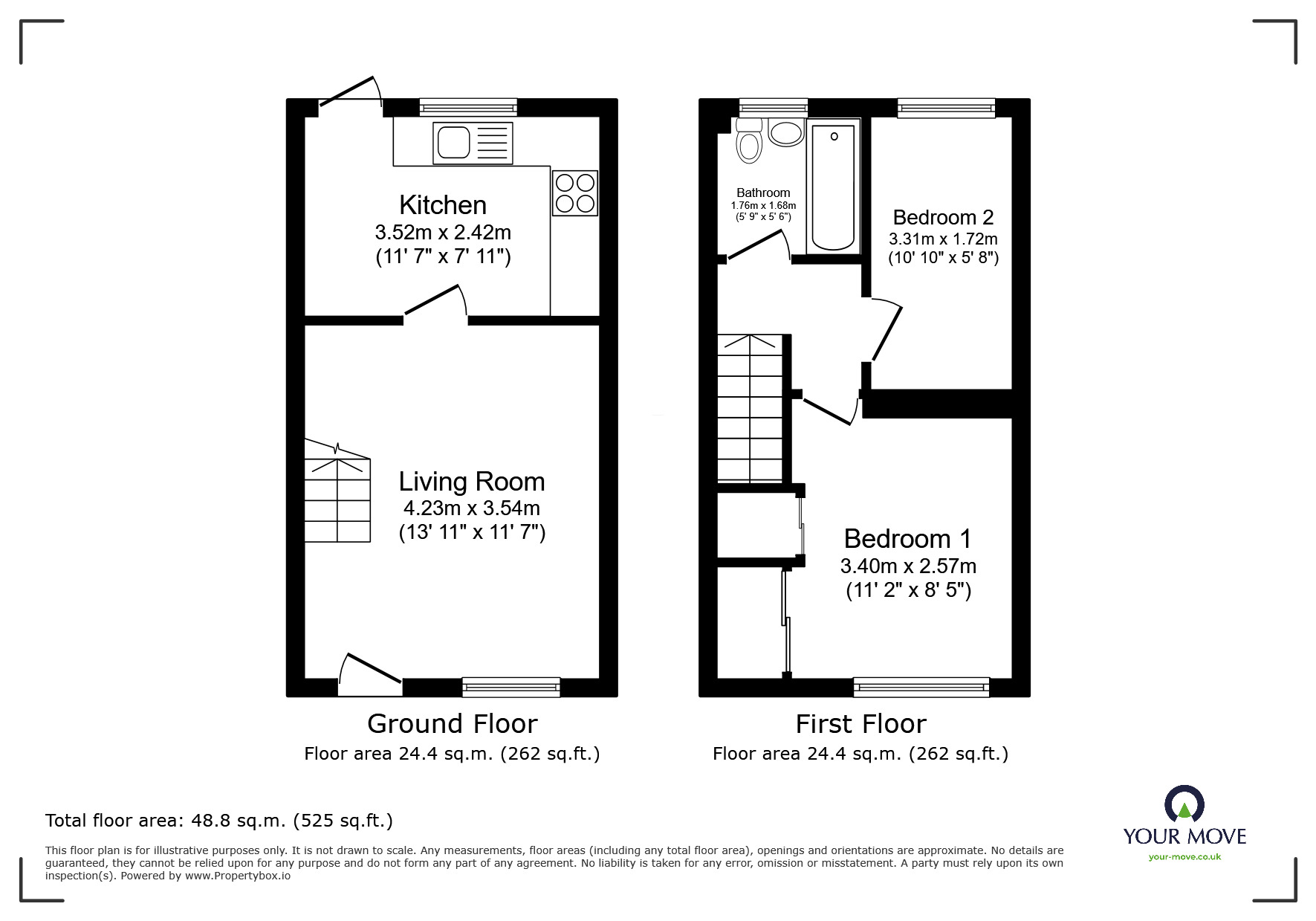 Floorplan of 2 bedroom End Terrace House for sale, Brewers Field, Dartford, Kent, DA2