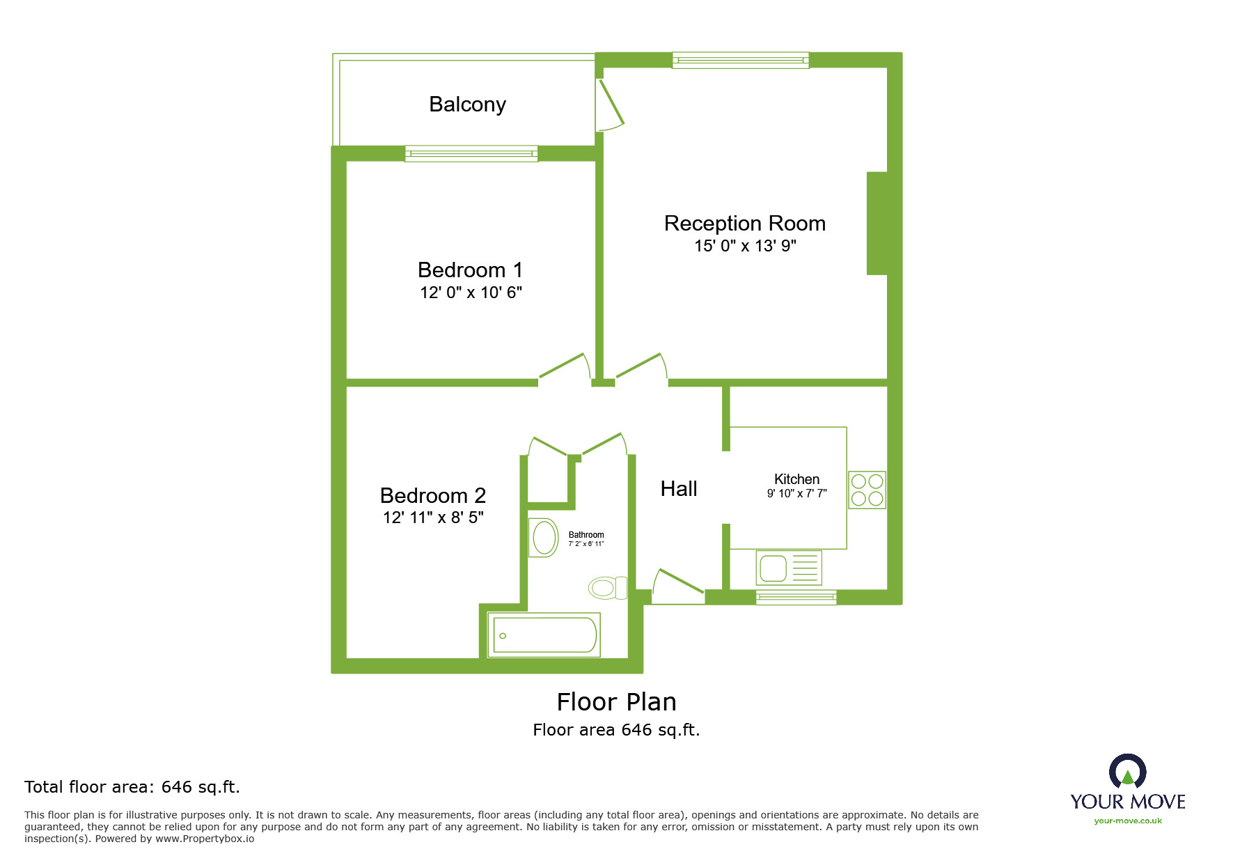 Floorplan of 2 bedroom  Flat for sale, Hilltop Gardens, Dartford, Kent, DA1