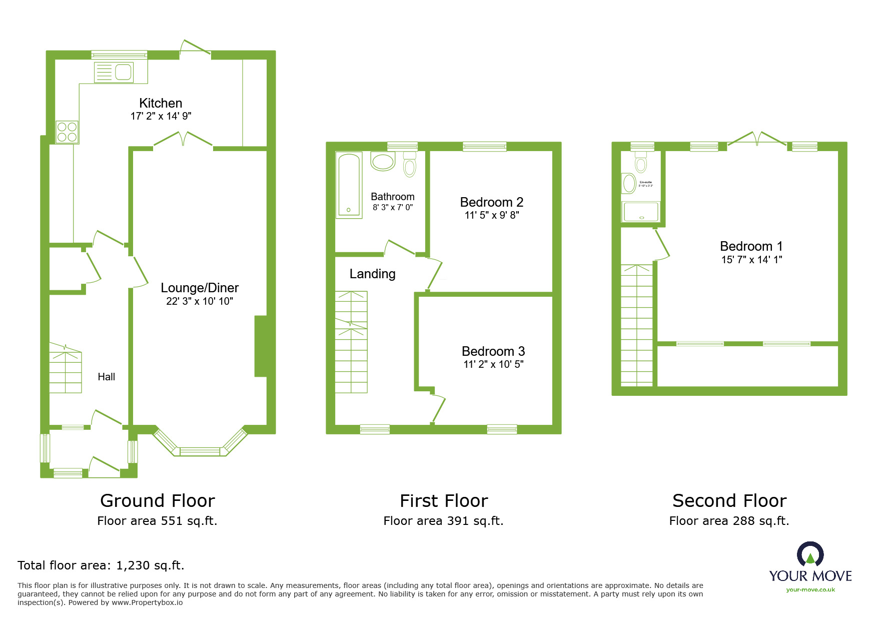 Floorplan of 3 bedroom Mid Terrace House for sale, Oak Road, Greenhithe, Kent, DA9