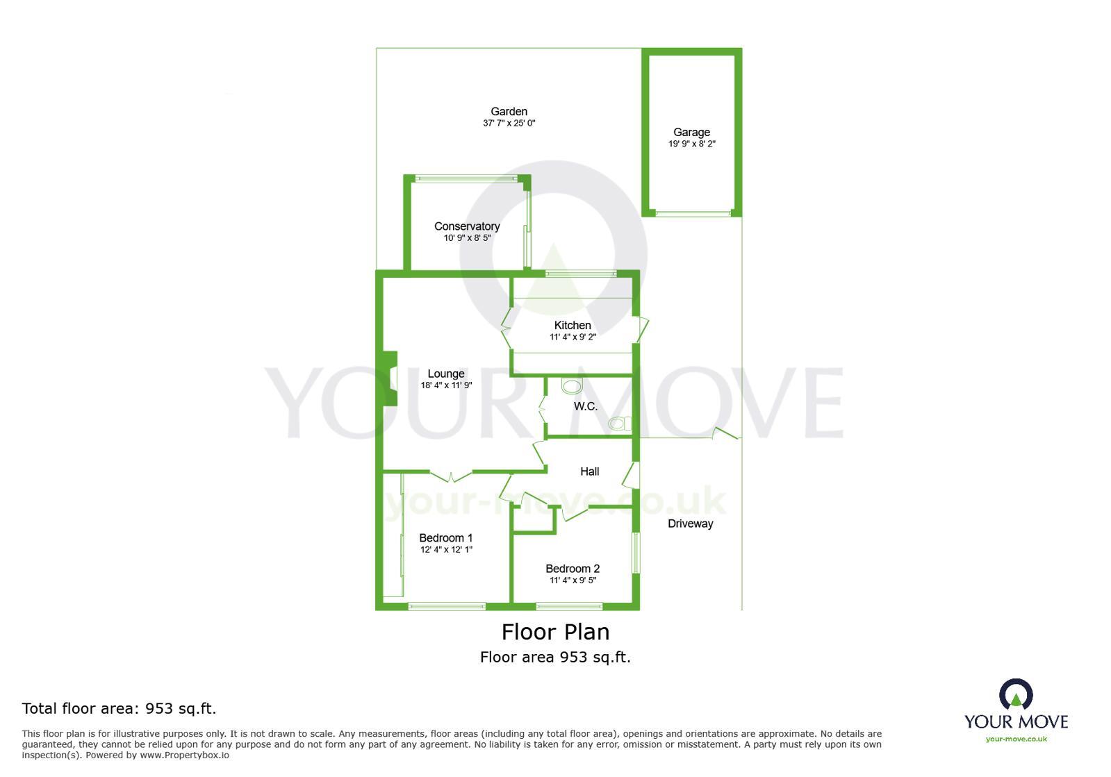 Floorplan of 2 bedroom Semi Detached Bungalow for sale, Harold Road, Dartford, Kent, DA2