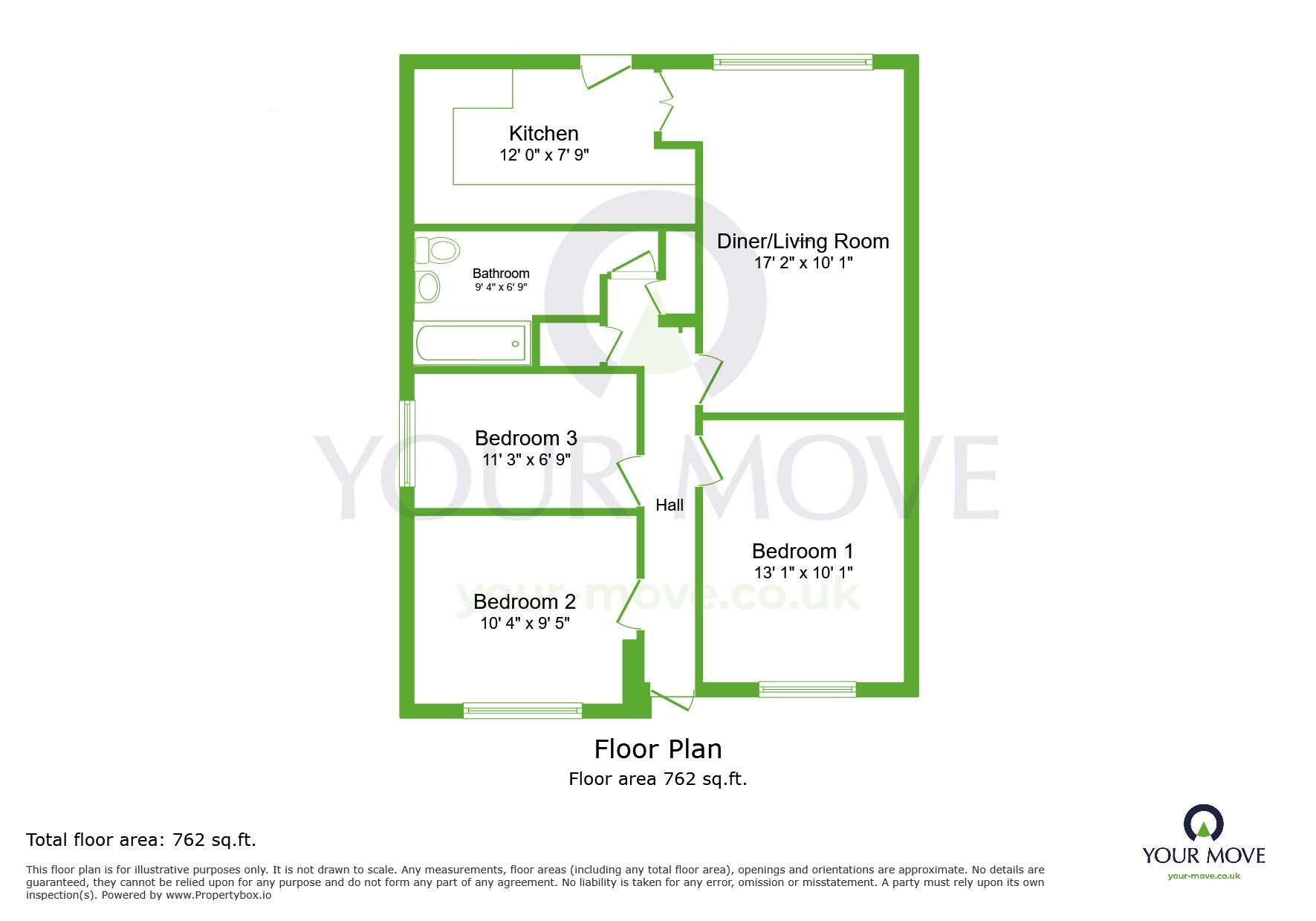 Floorplan of 3 bedroom Semi Detached Bungalow for sale, Valley View, Greenhithe, Kent, DA9