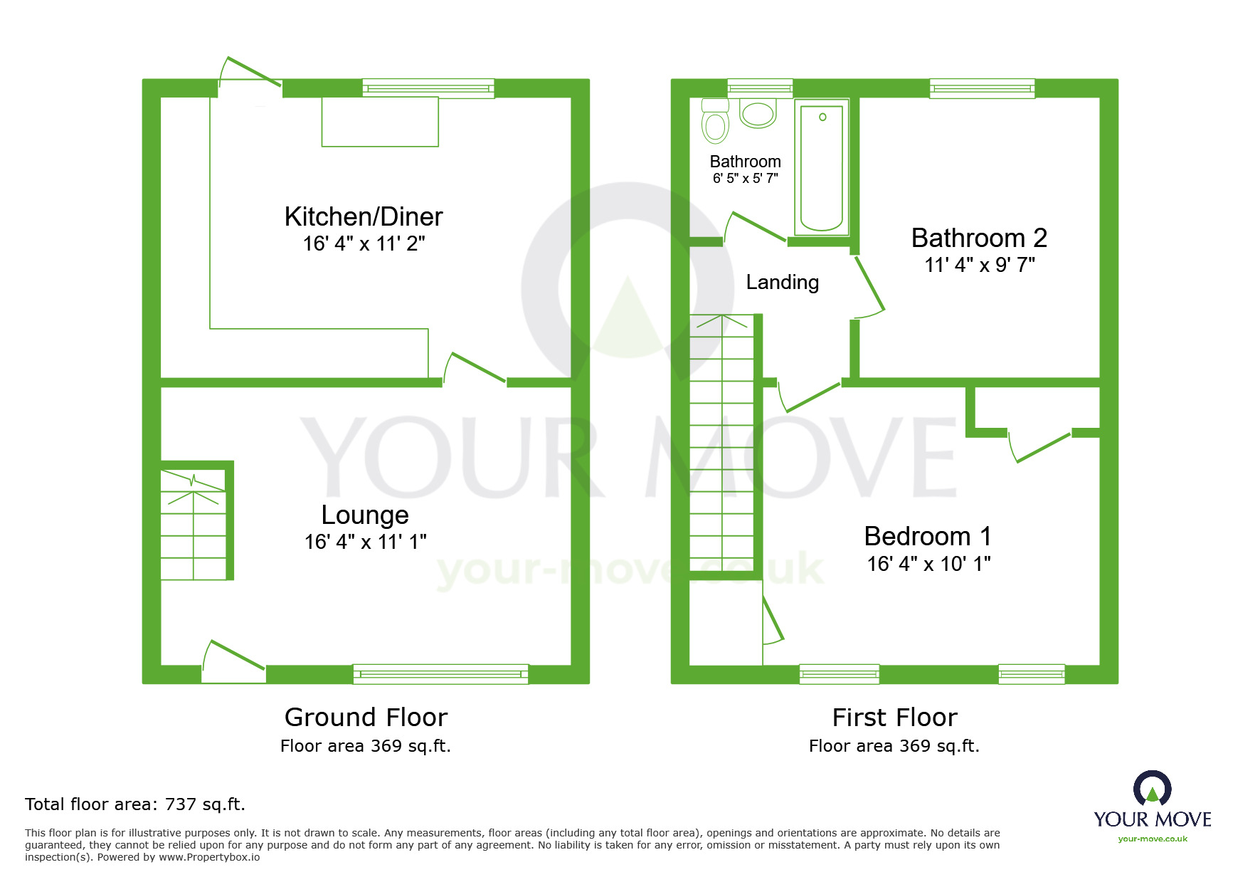 Floorplan of 2 bedroom Mid Terrace House for sale, Lordswood Close, Dartford, Kent, DA2