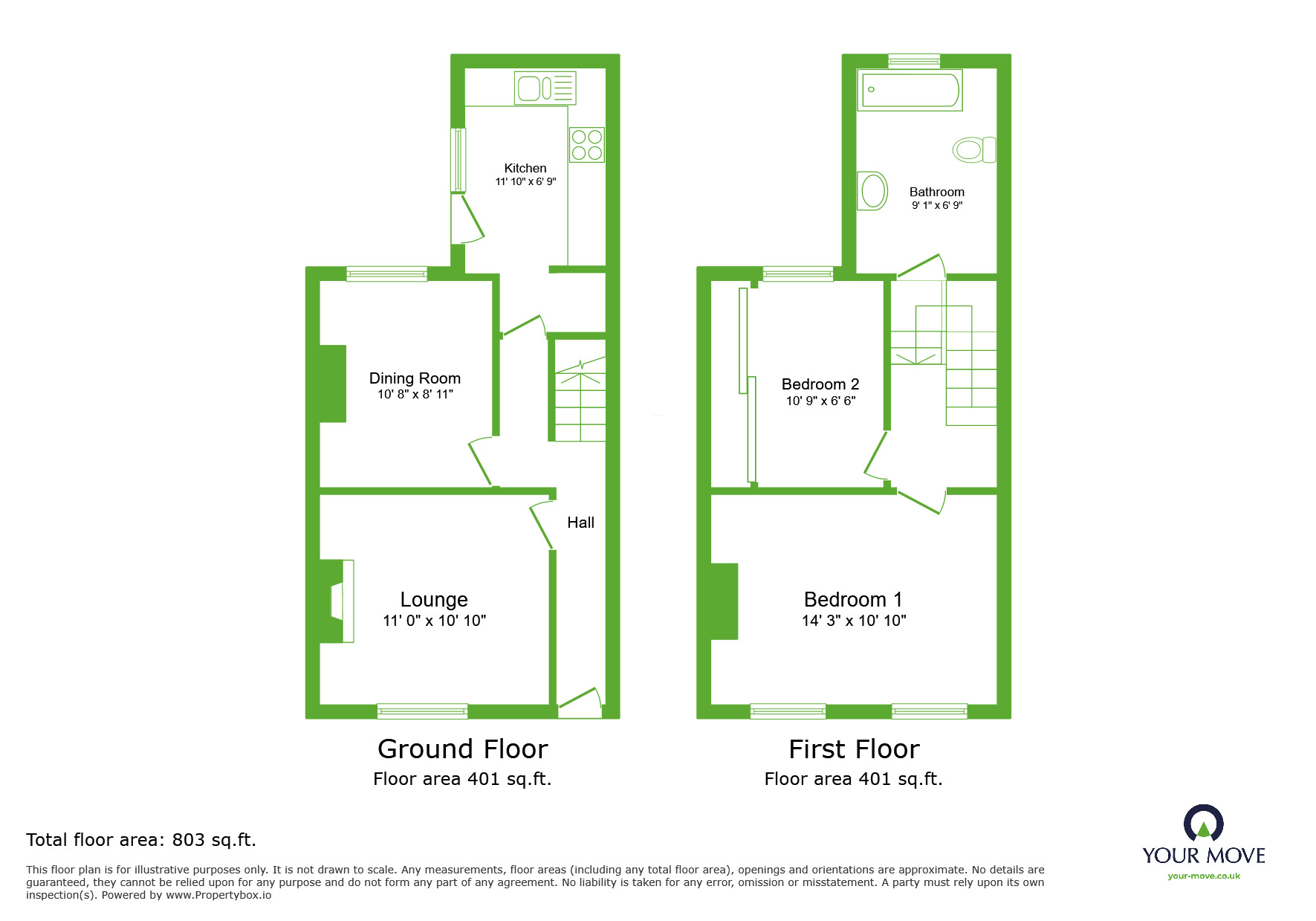 Floorplan of 2 bedroom Mid Terrace House to rent, Stanhope Road, Swanscombe, Kent, DA10