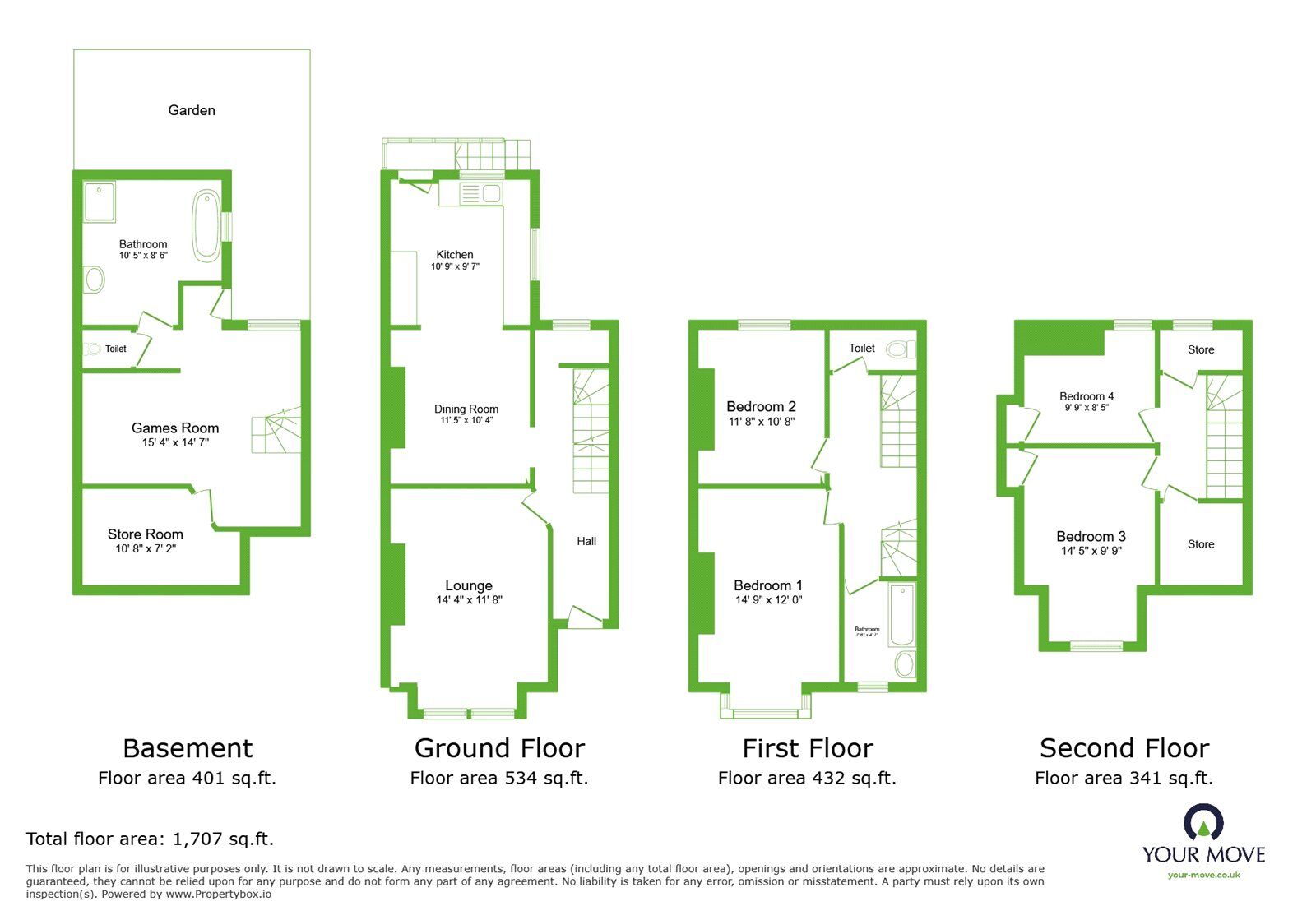 Floorplan of 4 bedroom Mid Terrace House for sale, London Road, Greenhithe, Kent, DA9