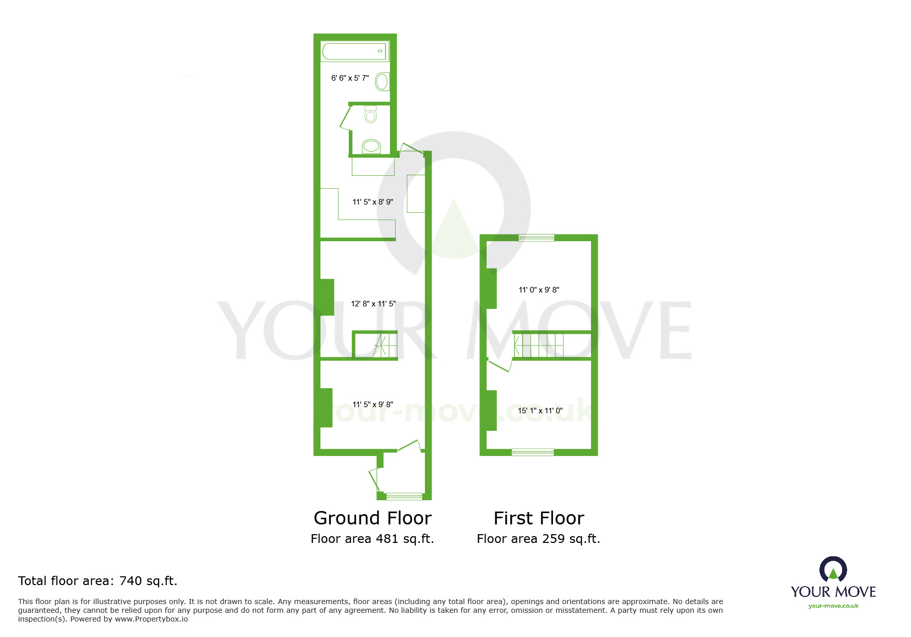 Floorplan of 2 bedroom Mid Terrace House for sale, Mounts Road, Greenhithe, Kent, DA9