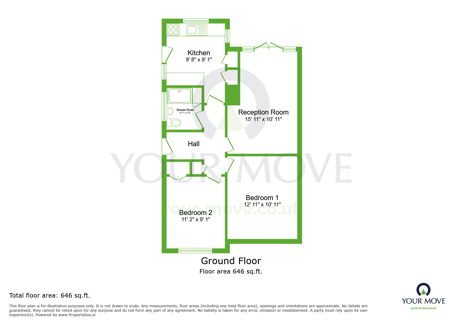 Floorplan of 2 bedroom Semi Detached Bungalow for sale, Gore Road, Dartford, DA2