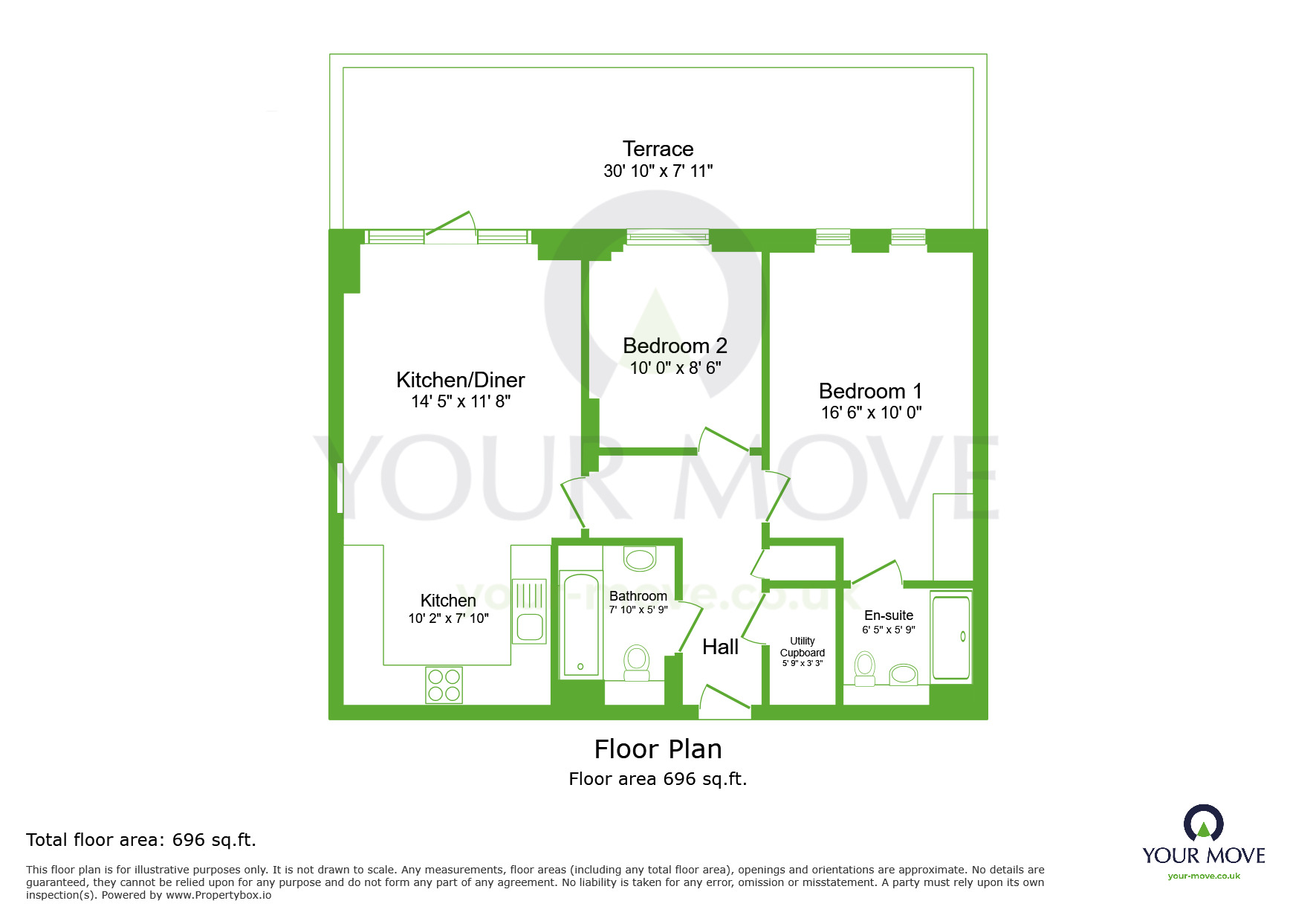 Floorplan of 2 bedroom  Flat to rent, Clovelly Place, Greenhithe, Kent, DA9