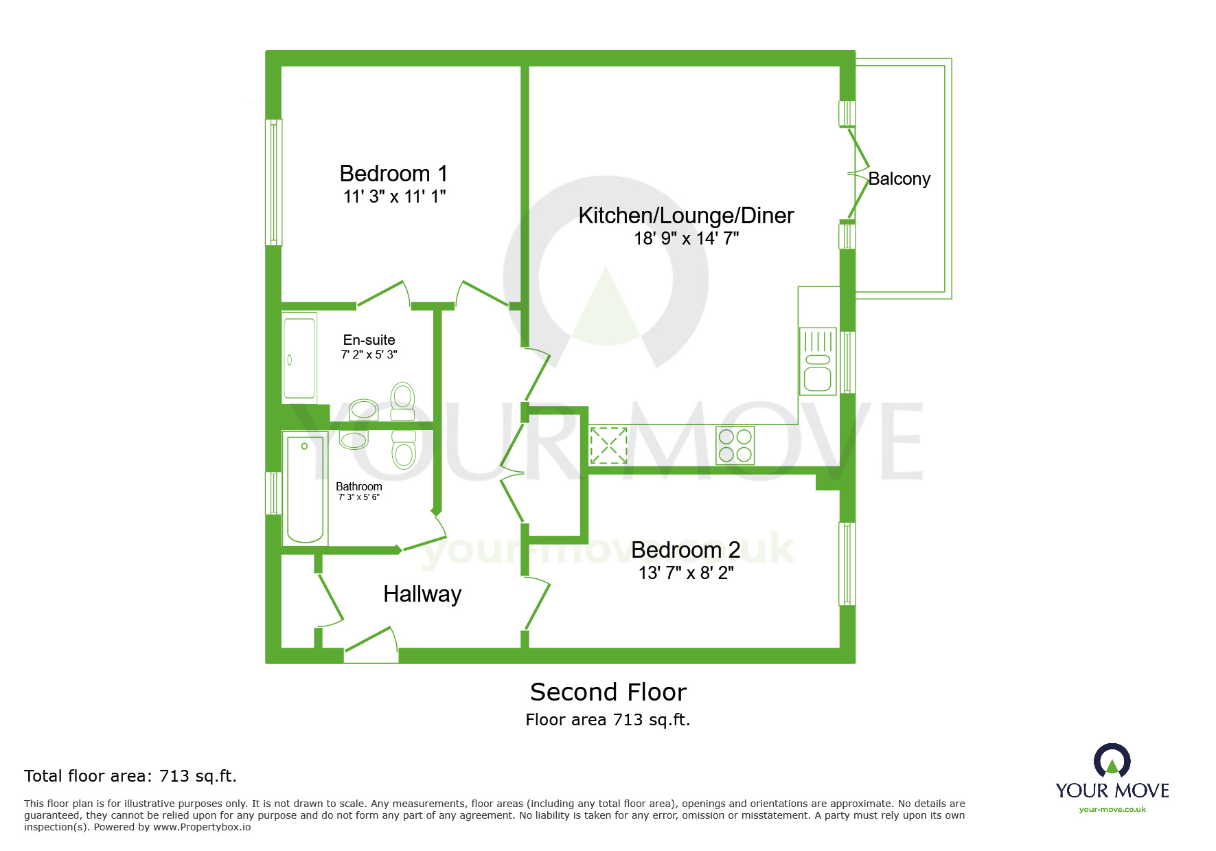 Floorplan of 2 bedroom  Flat for sale, Malt Kiln Place, Dartford, Kent, DA2
