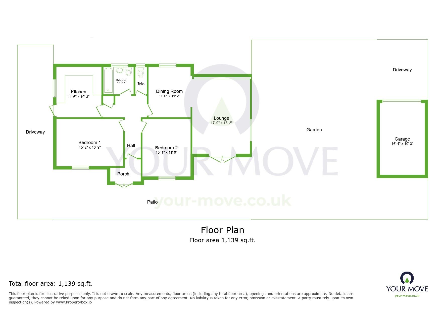 Floorplan of 2 bedroom Detached Bungalow for sale, Links View, Dartford, Kent, DA1