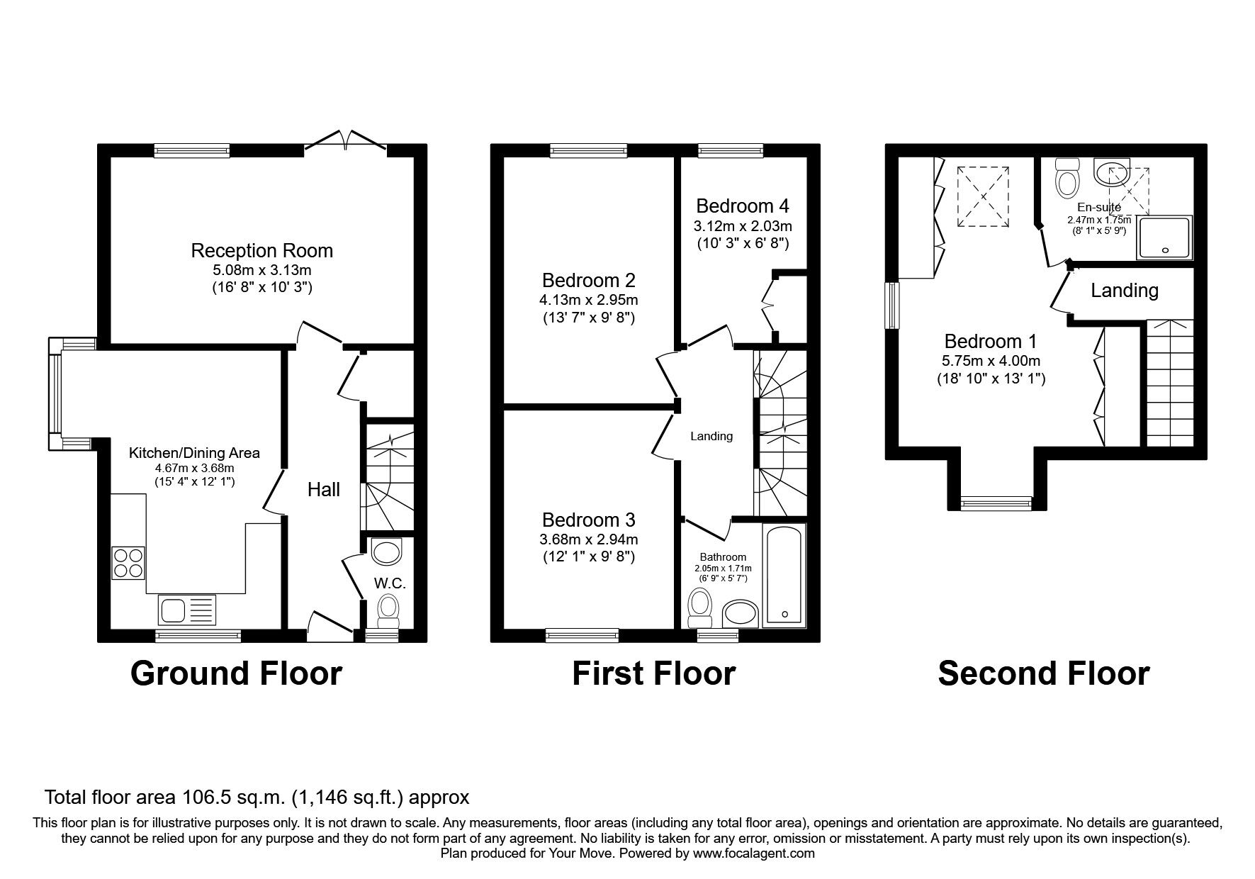 Floorplan of 4 bedroom Semi Detached House to rent, Dartford, Kent, DA1