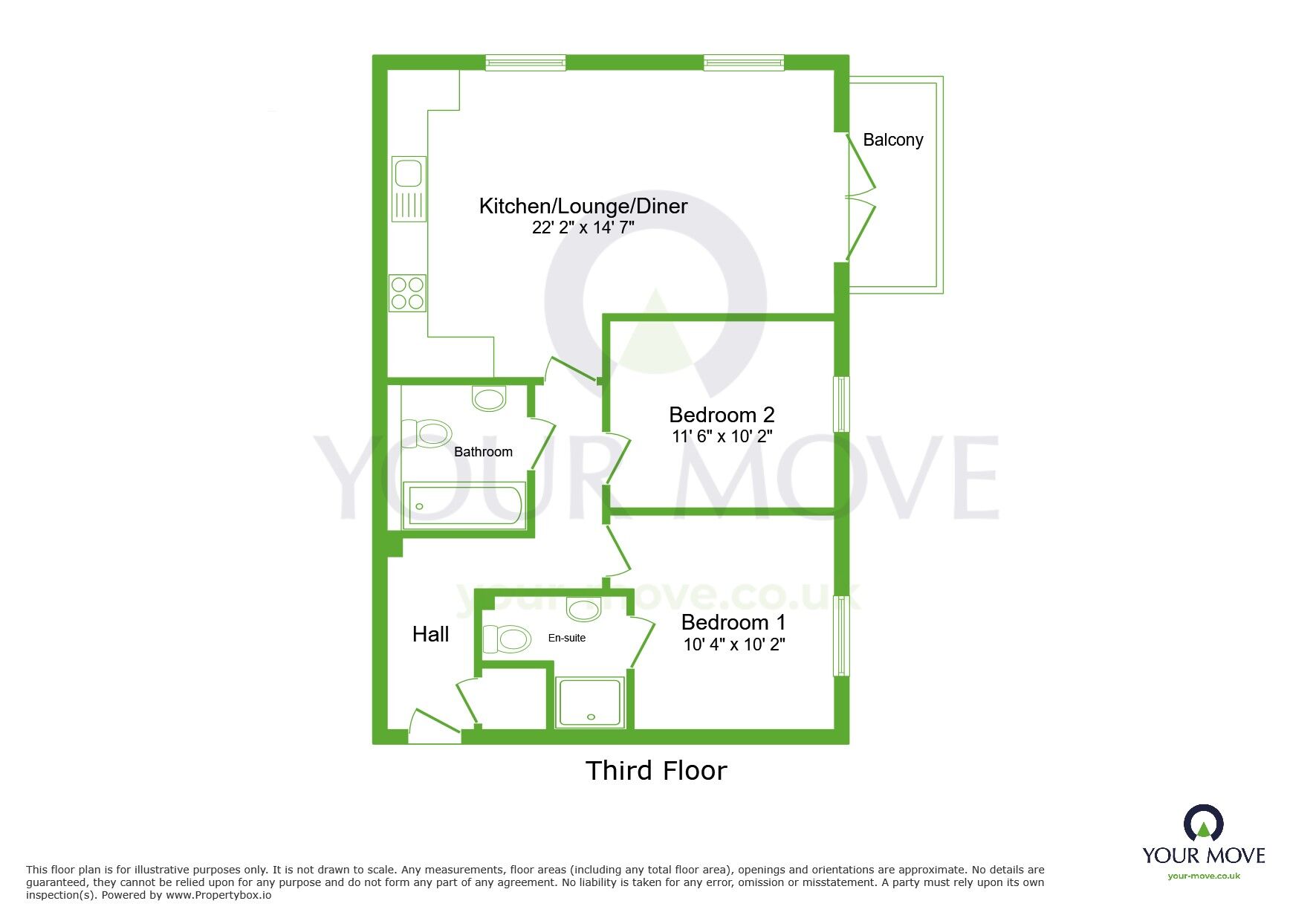 Floorplan of 2 bedroom  Flat for sale, Henslow Crescent, Dartford, Kent, DA1