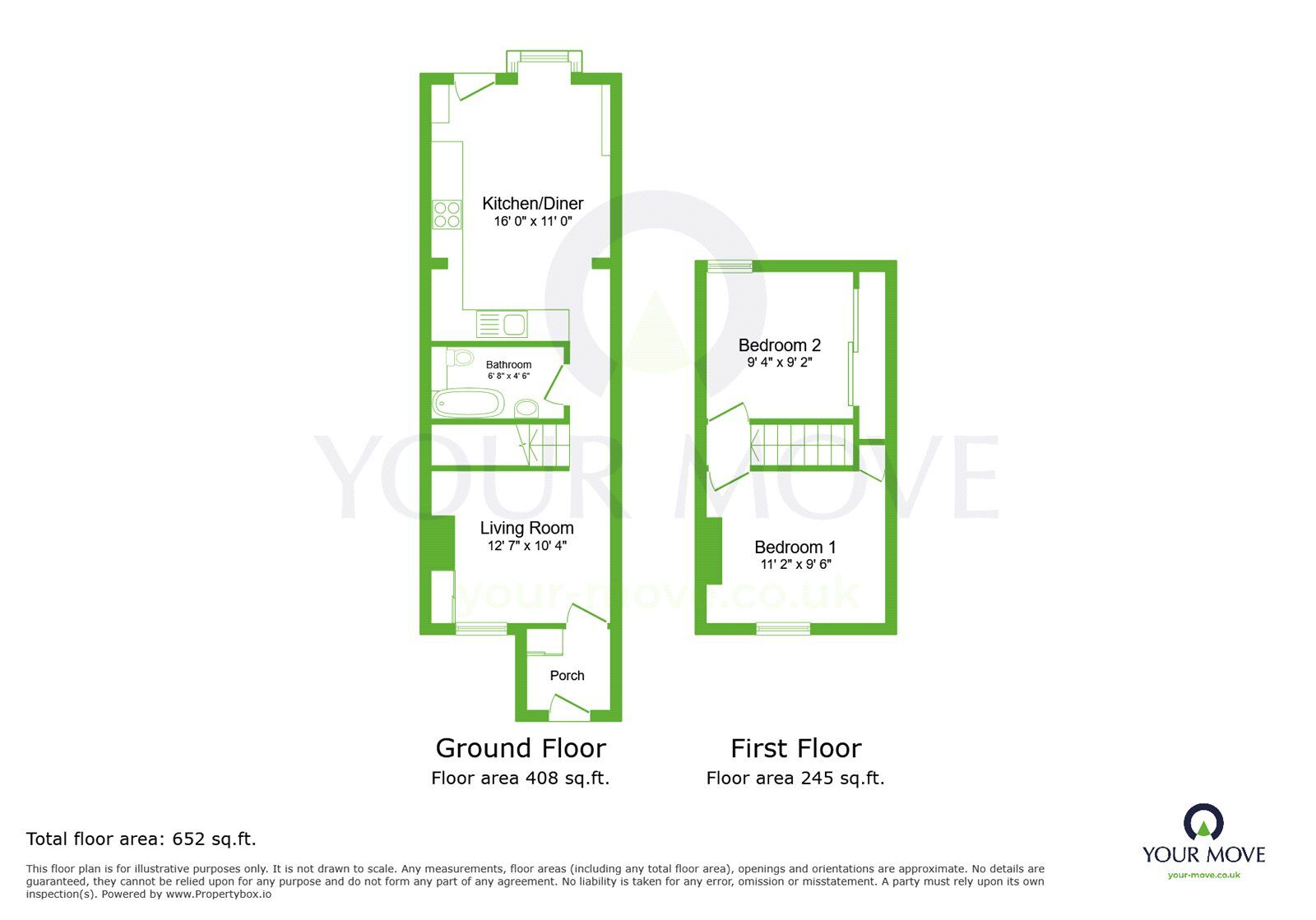 Floorplan of 2 bedroom Mid Terrace House for sale, Stanhope Road, Swanscombe, Kent, DA10