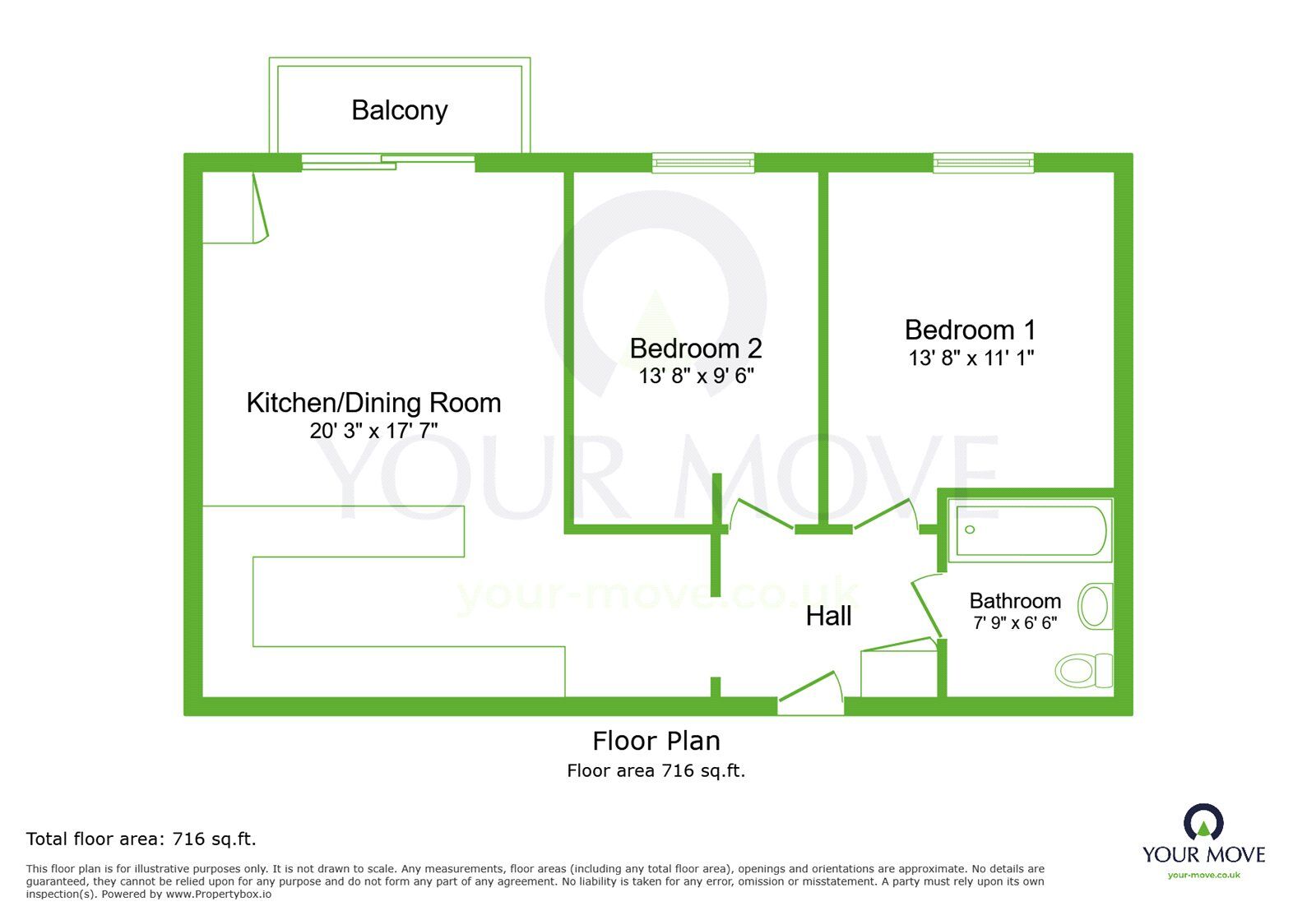 Floorplan of 2 bedroom Flat for sale, Sherbourne Close, Dartford, Kent, DA1