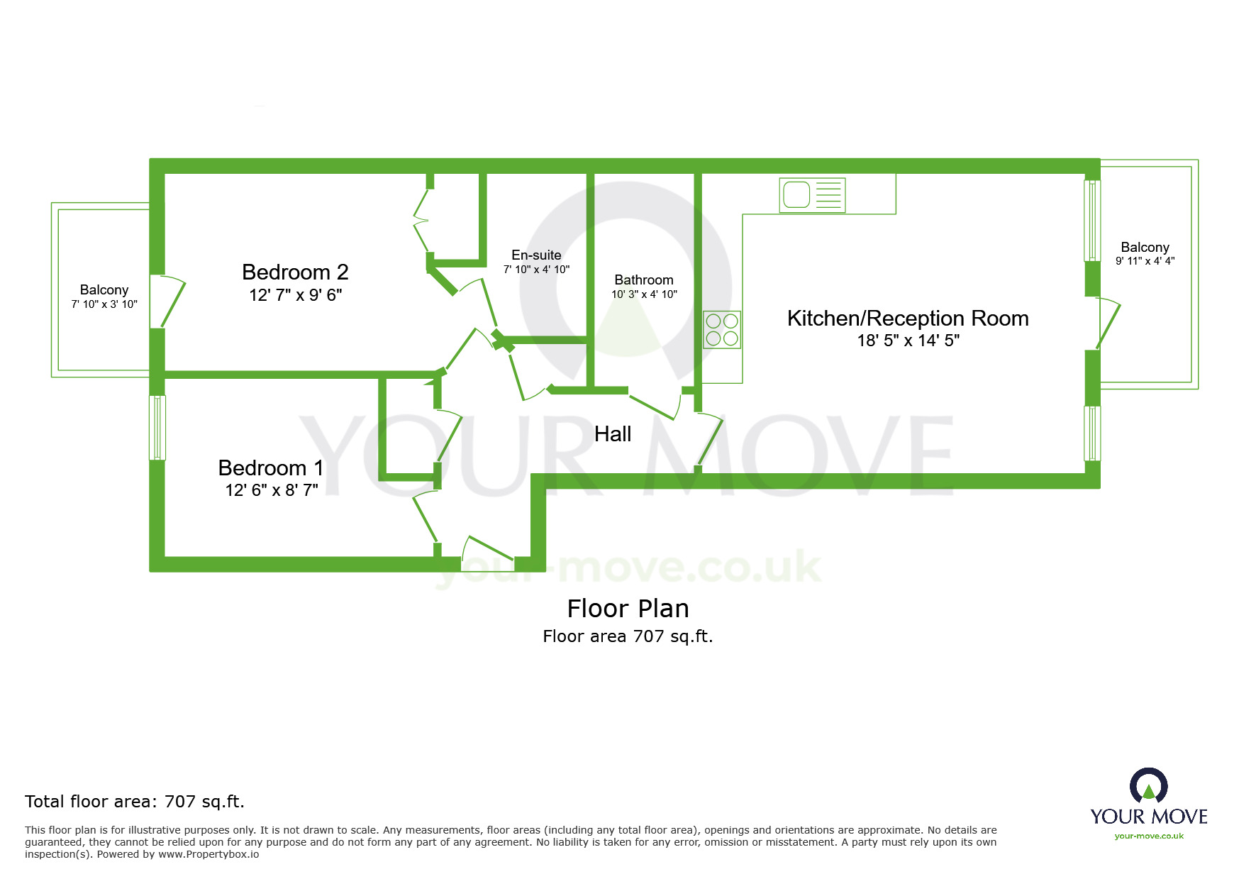 Floorplan of 2 bedroom Flat to rent, Carmichael Avenue, Greenhithe, Kent, DA9