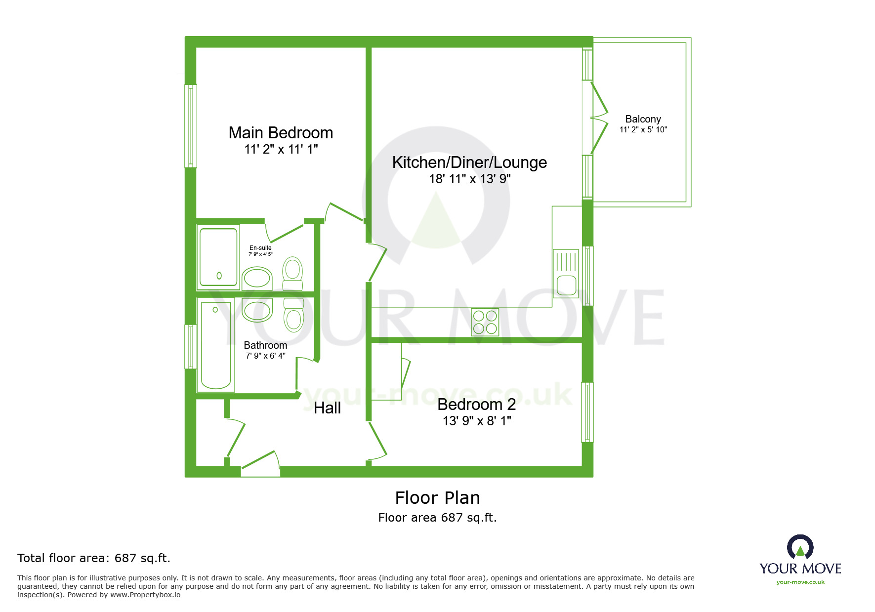 Floorplan of 2 bedroom Flat to rent, Laurence Rise, Dartford, Kent, DA2