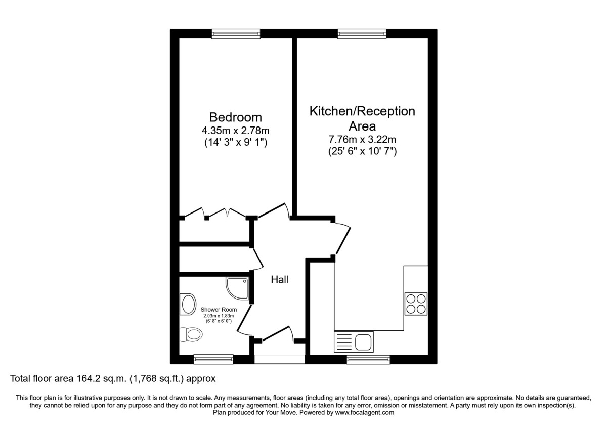 Floorplan of 1 bedroom Flat for sale, Mitchell Close, Dartford, DA1
