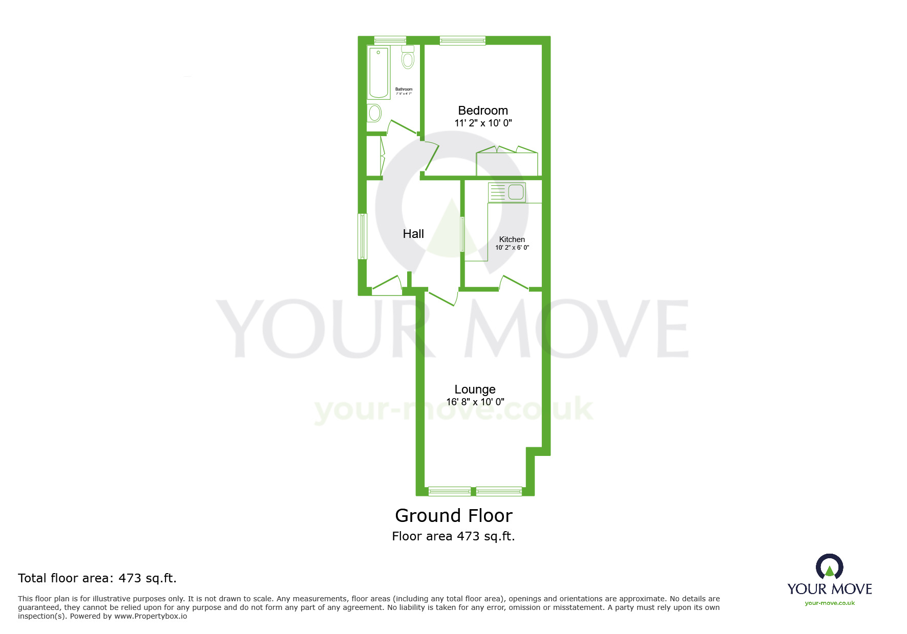 Floorplan of 1 bedroom Flat to rent, London Road, Greenhithe, Kent, DA9